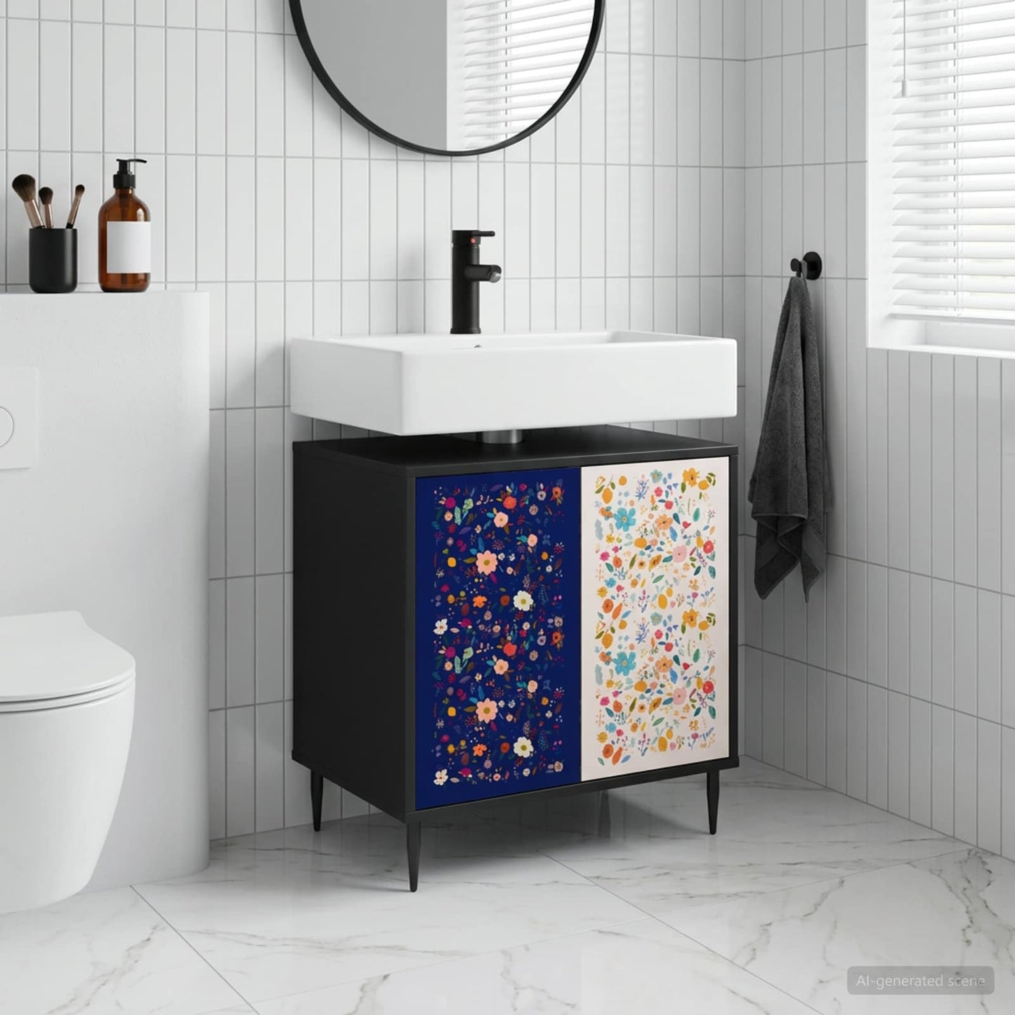 Badeværelsesskab MAINZ Sort eg 60 x 40 x 61 cm Konstrueret træ