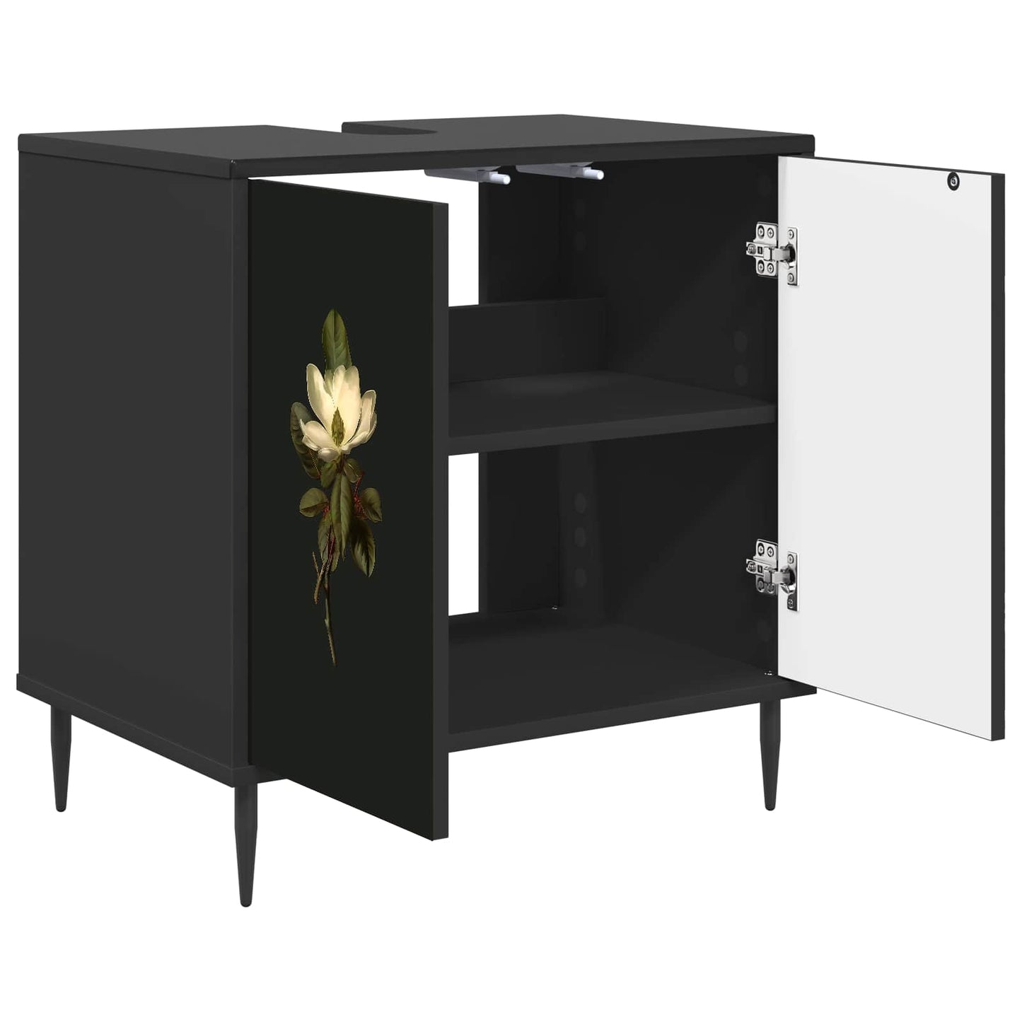 Badeværelsesskab BREMEN Sort eg 60 x 40 x 61 cm Konstrueret træ