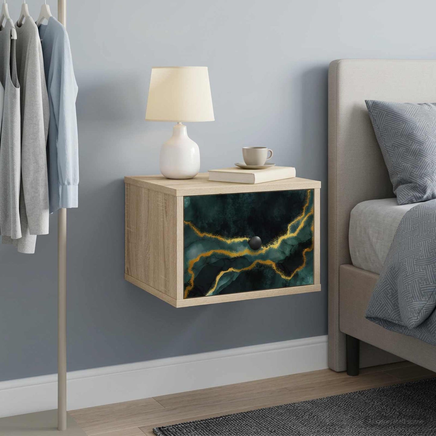 Vægmonteret natbord WIJHE 2 stk. Sonoma-eg 36 x 33 x 25 cm