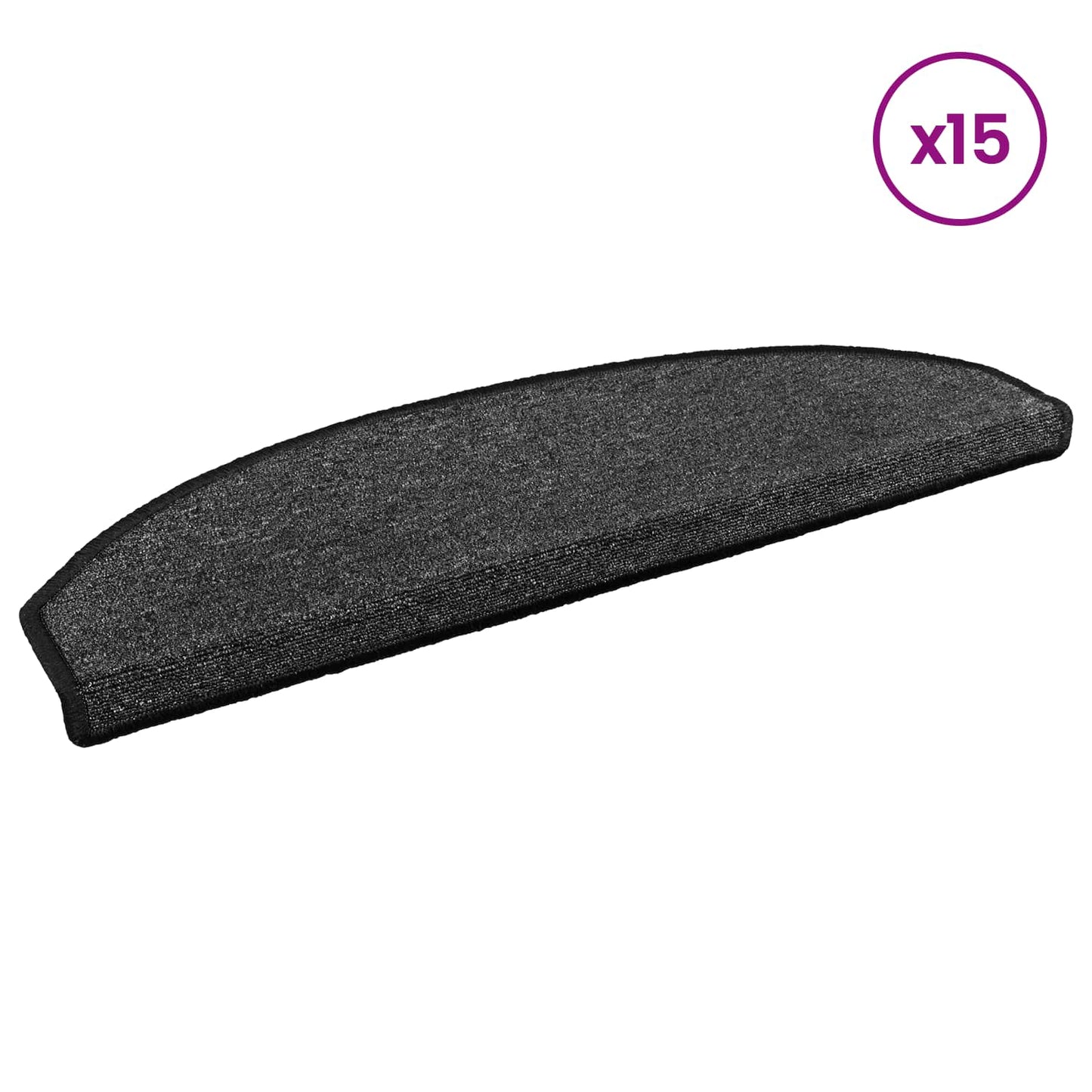 Selvklæbende Trappemåtter 15 pcs Antracit 80 x 24,5 x 3,5 cm