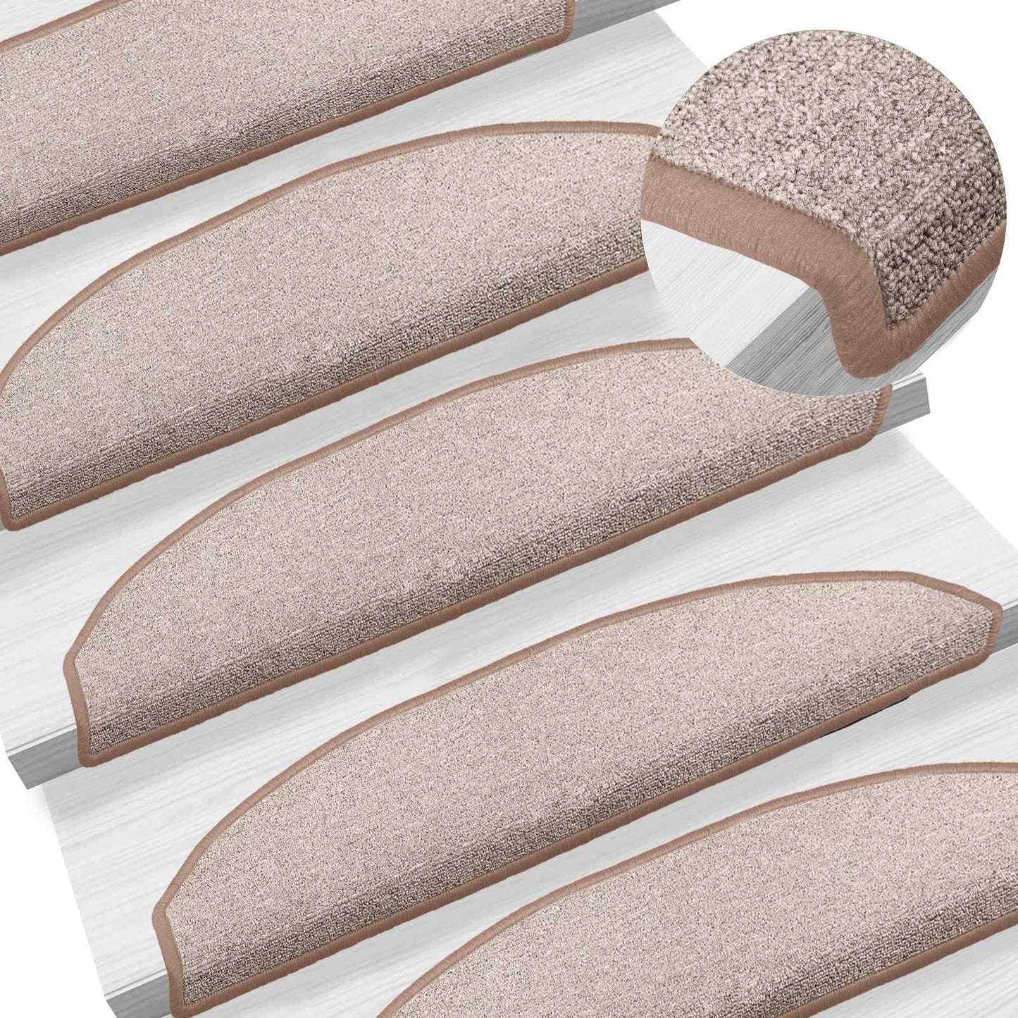 Selvklæbende Trappemåtter 15 pcs Lys Brun 80 x 24,5 x 3,5 cm