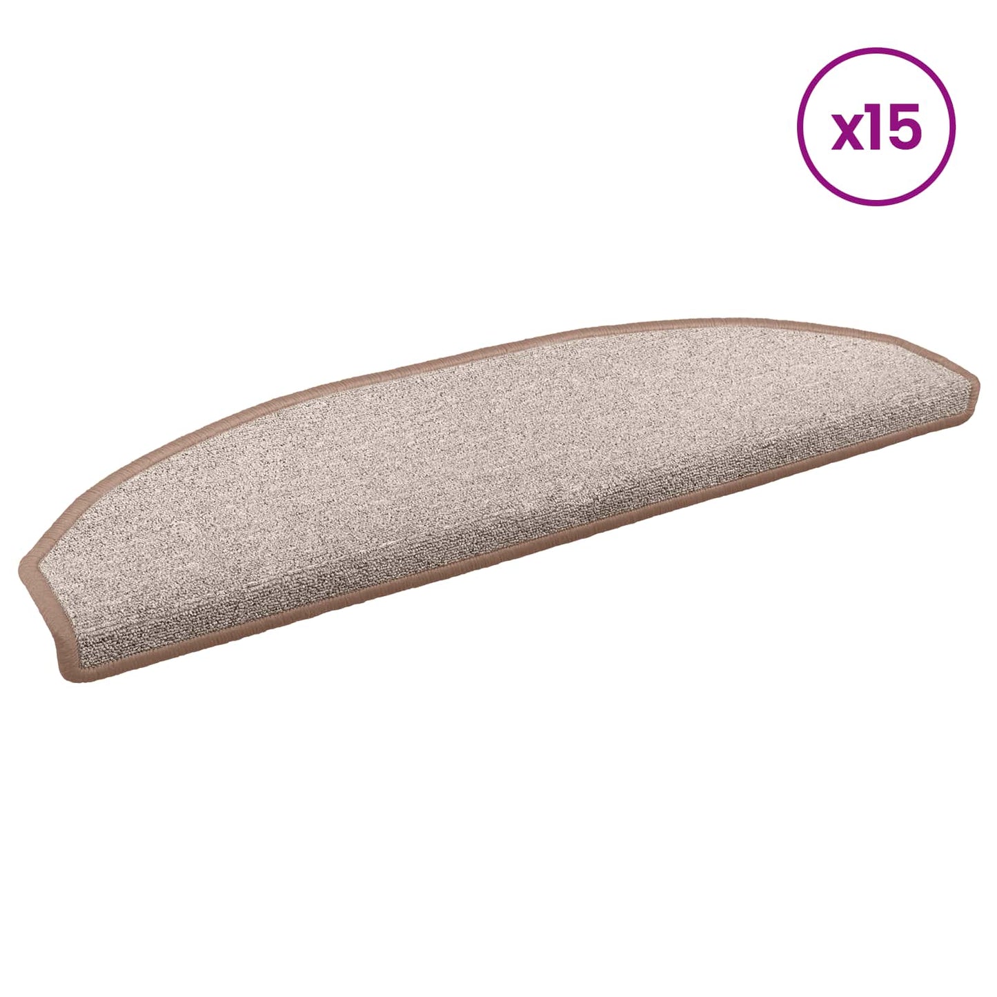 Selvklæbende Trappemåtter 15 pcs Lys Brun 80 x 24,5 x 3,5 cm