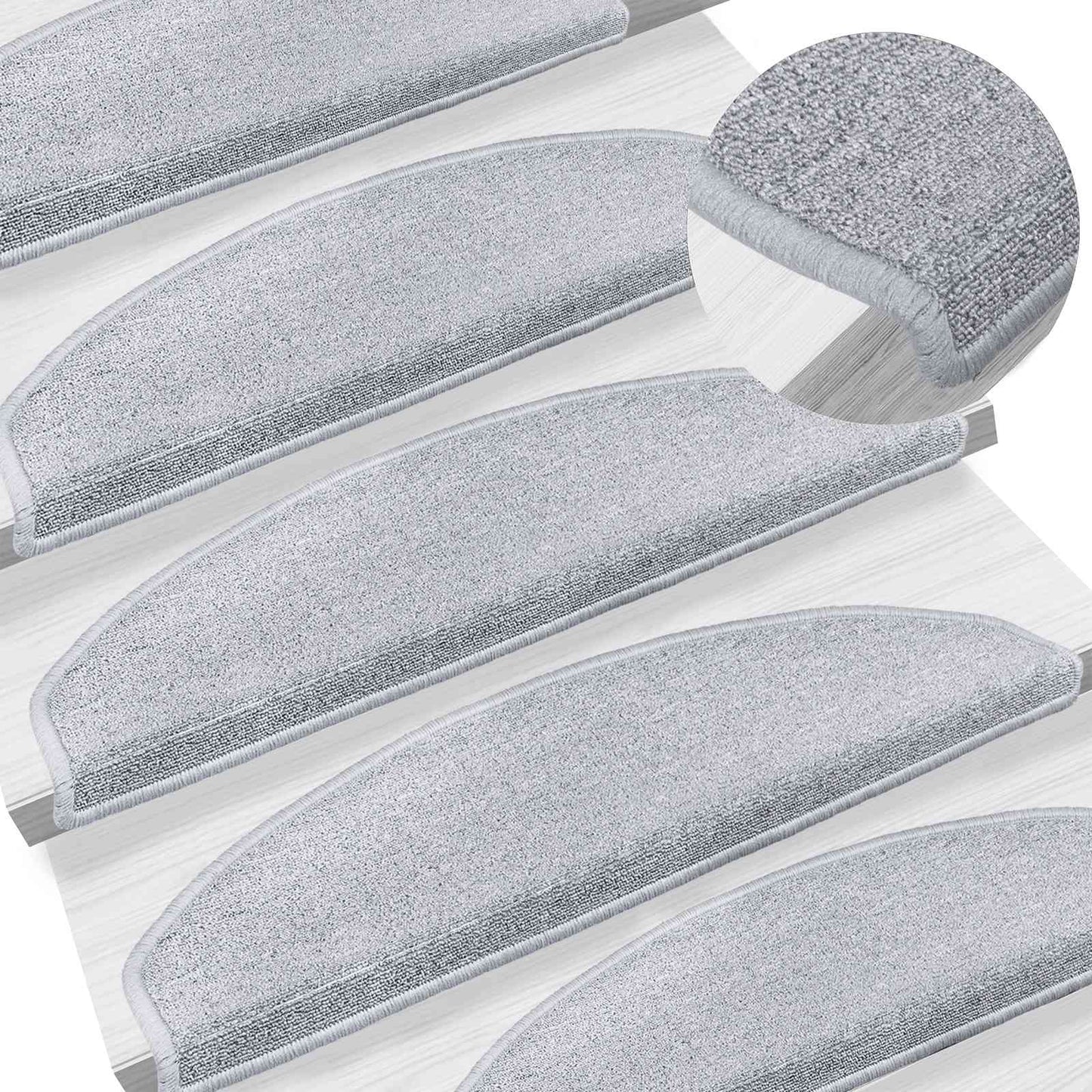 Selvklæbende Trappemåtter 15 pcs Lysegrå 80 x 24,5 x 3,5 cm