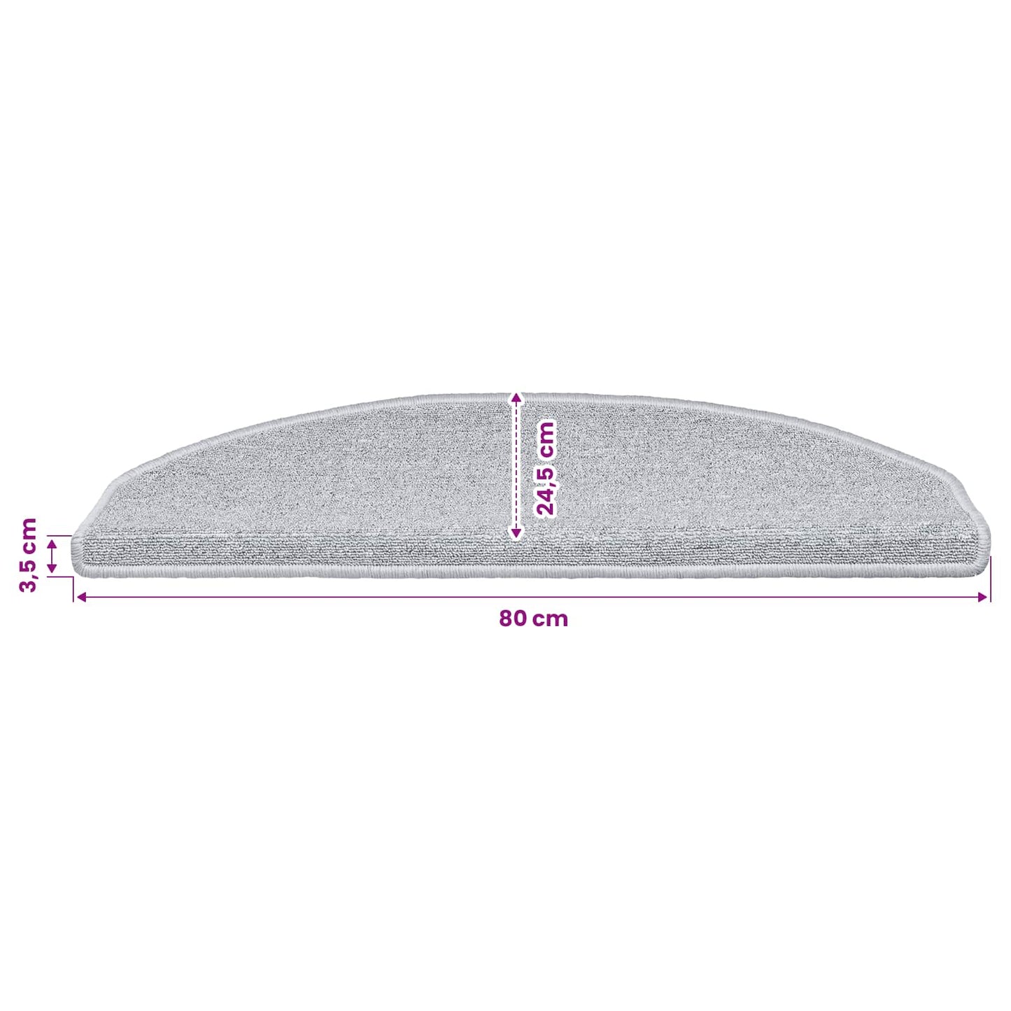 Selvklæbende Trappemåtter 15 pcs Lysegrå 80 x 24,5 x 3,5 cm