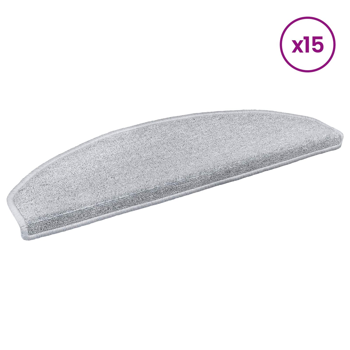 Selvklæbende Trappemåtter 15 pcs Lysegrå 80 x 24,5 x 3,5 cm