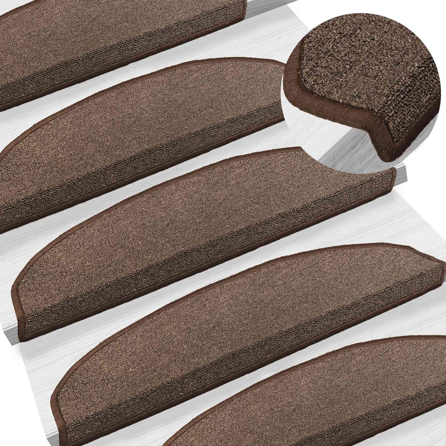 Selvklæbende Trappemåtter 15 pcs Kaffe Brun 80 x 24,5 x 3,5 cm