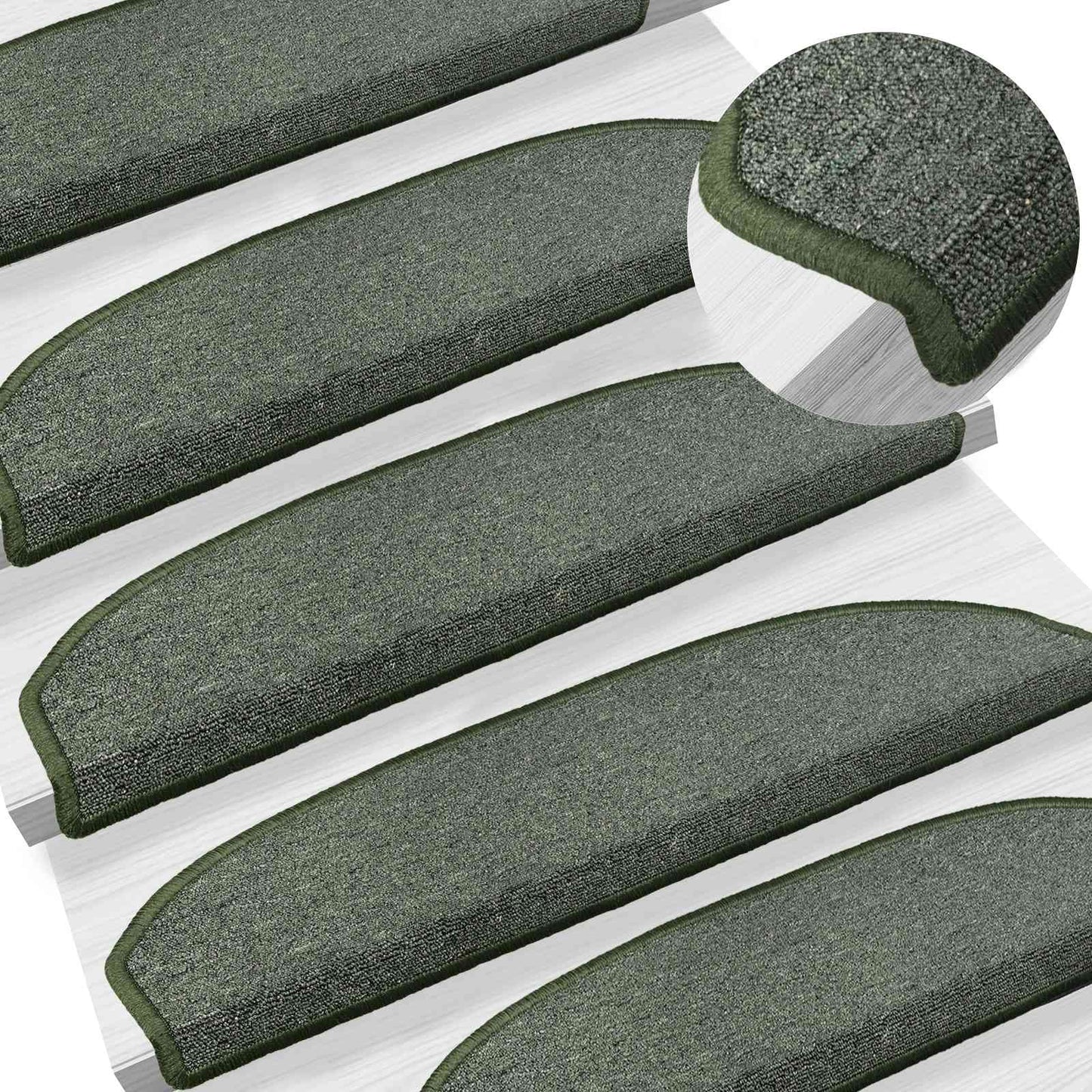 Selvklæbende Trappemåtter 15 pcs Mørkegrøn 80 x 24,5 x 3,5 cm