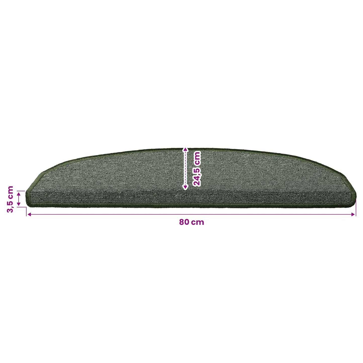 Selvklæbende Trappemåtter 15 pcs Mørkegrøn 80 x 24,5 x 3,5 cm