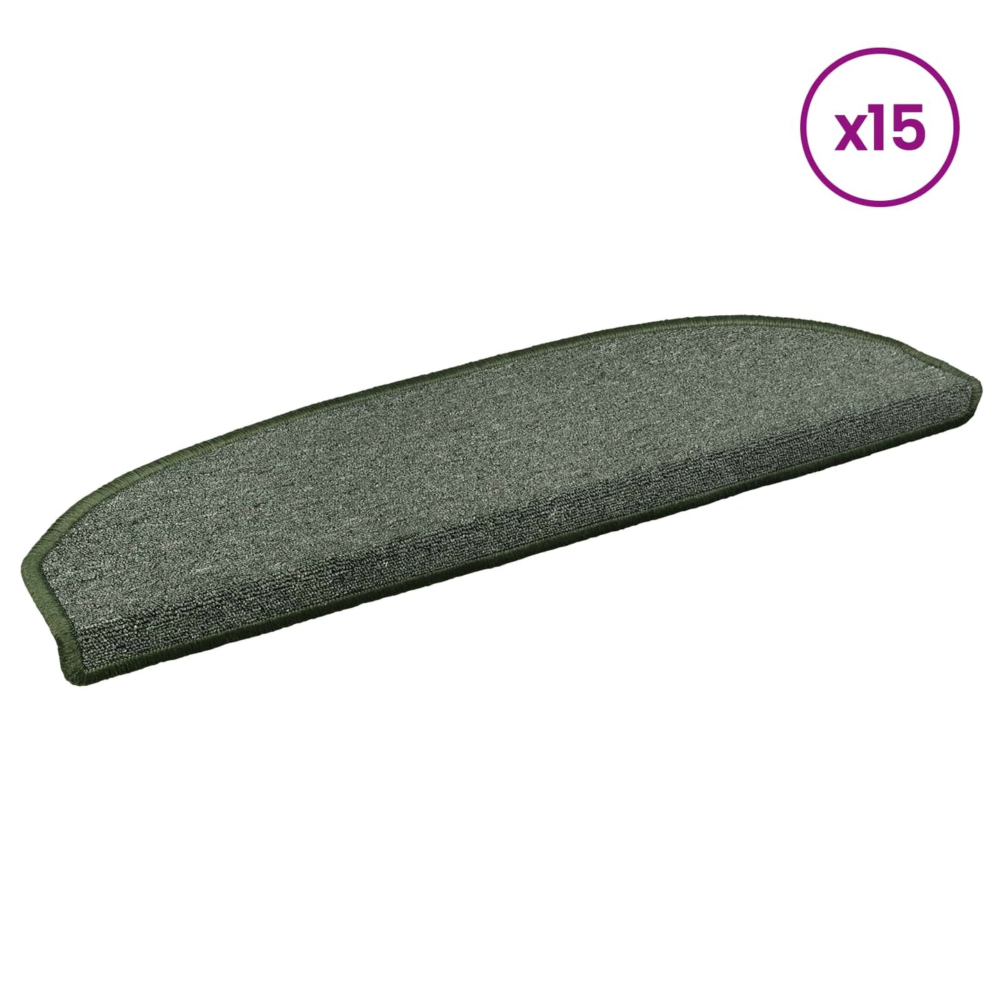 Selvklæbende Trappemåtter 15 pcs Mørkegrøn 80 x 24,5 x 3,5 cm