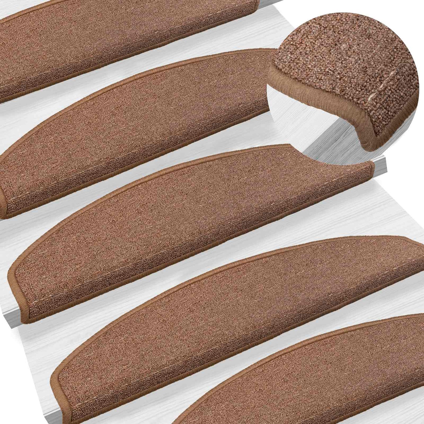 Selvklæbende Trappemåtter 15 pcs Brun 80 x 24,5 x 3,5 cm