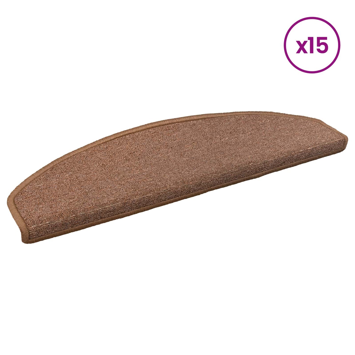Selvklæbende Trappemåtter 15 pcs Brun 80 x 24,5 x 3,5 cm