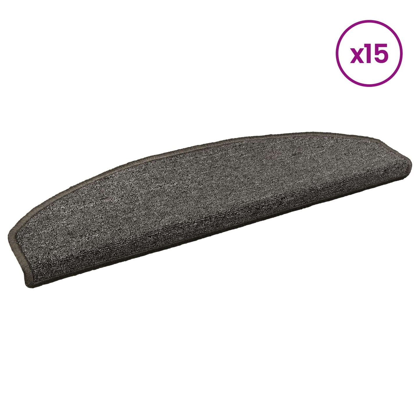 Selvklæbende Trappemåtter 15 pcs Mørkegrå 80 x 24,5 x 3,5 cm