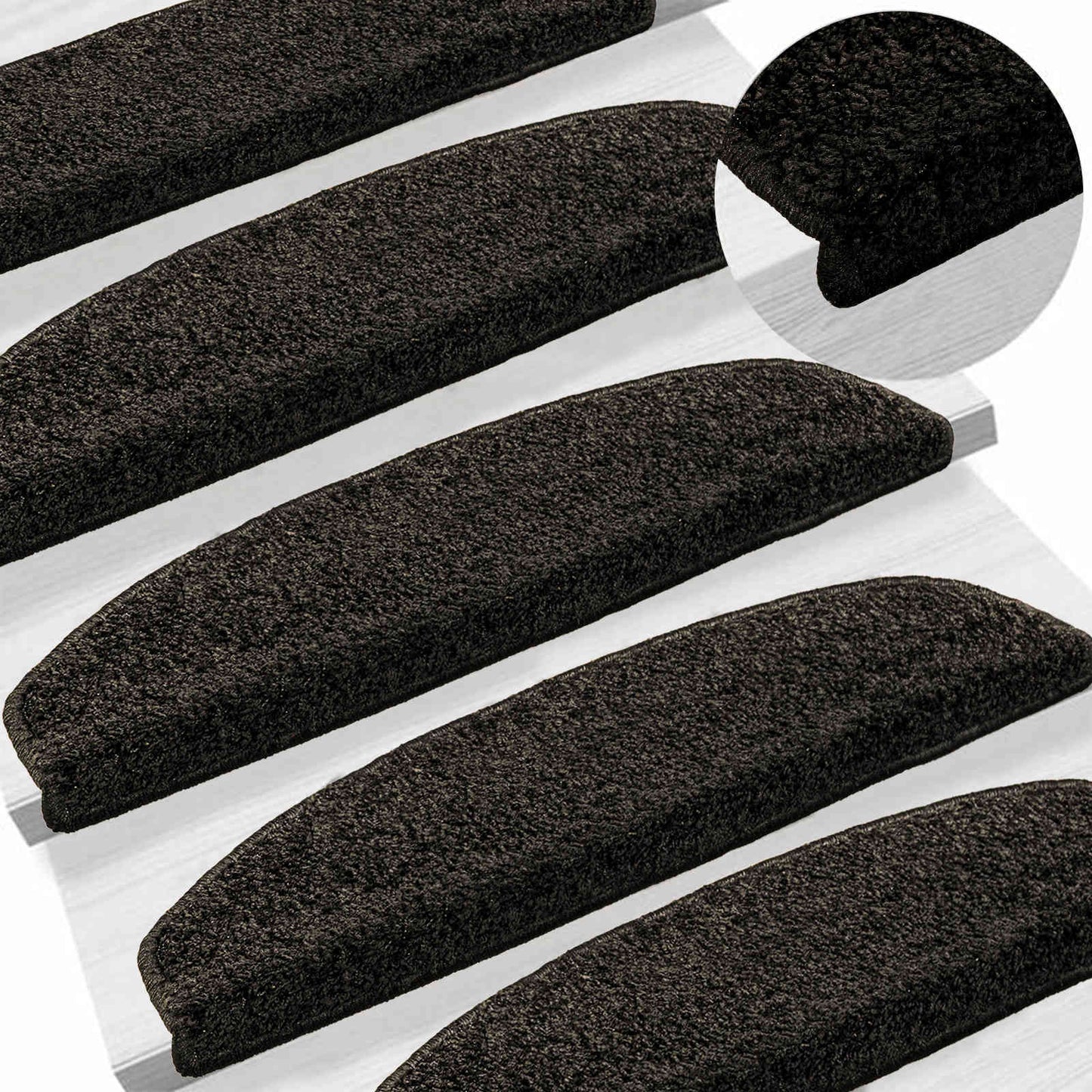 Selvklæbende Trappemåtter 15 pcs Antracit 80 x 24,5 x 3,5 cm