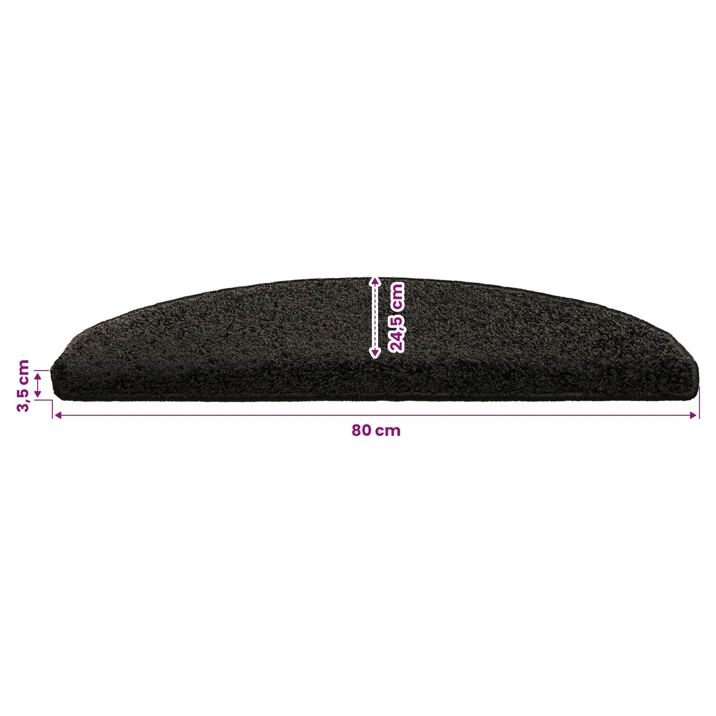Selvklæbende Trappemåtter 15 pcs Antracit 80 x 24,5 x 3,5 cm
