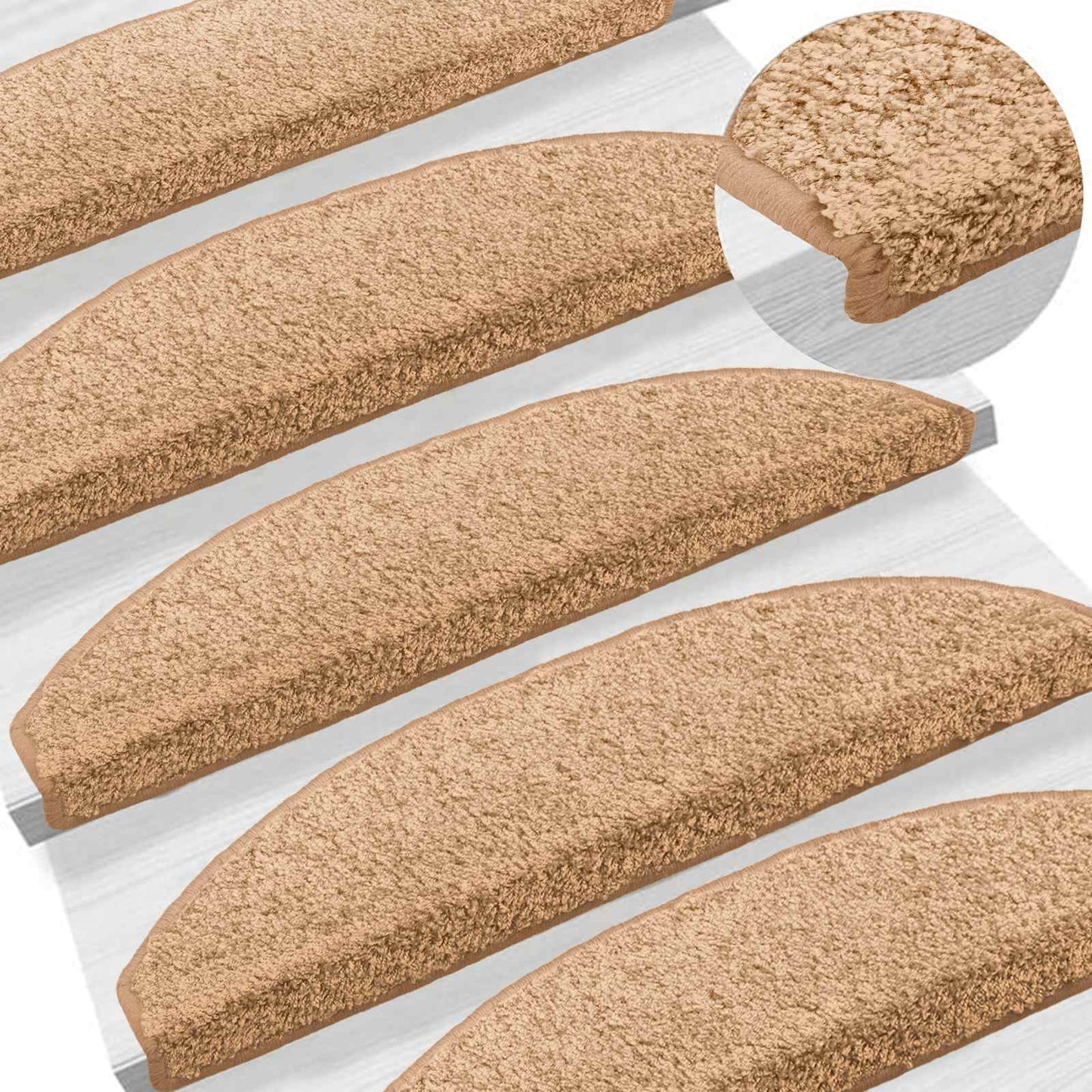 Selvklæbende Trappemåtter 15 pcs Beige 80 x 24,5 x 3,5 cm