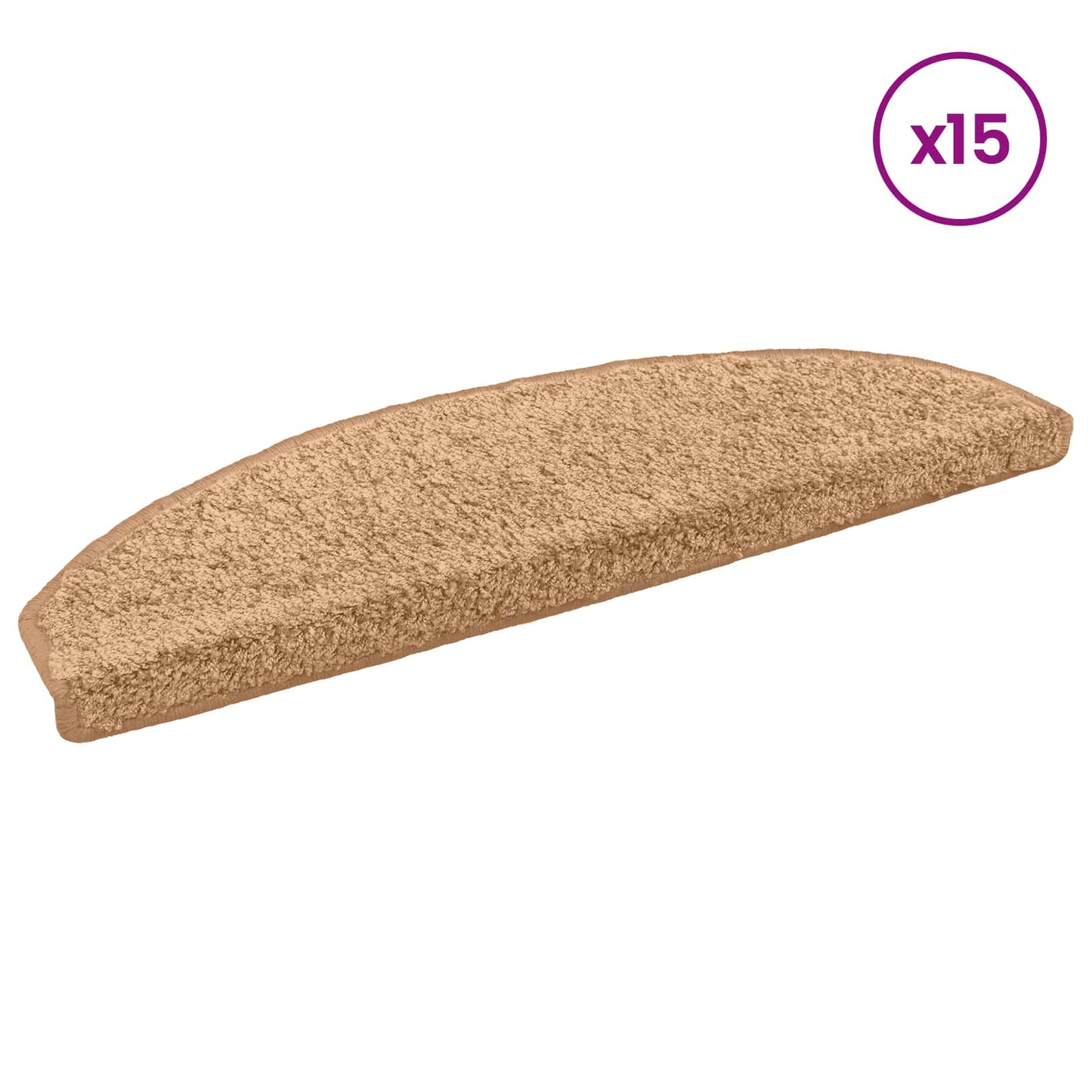 Selvklæbende Trappemåtter 15 pcs Beige 80 x 24,5 x 3,5 cm