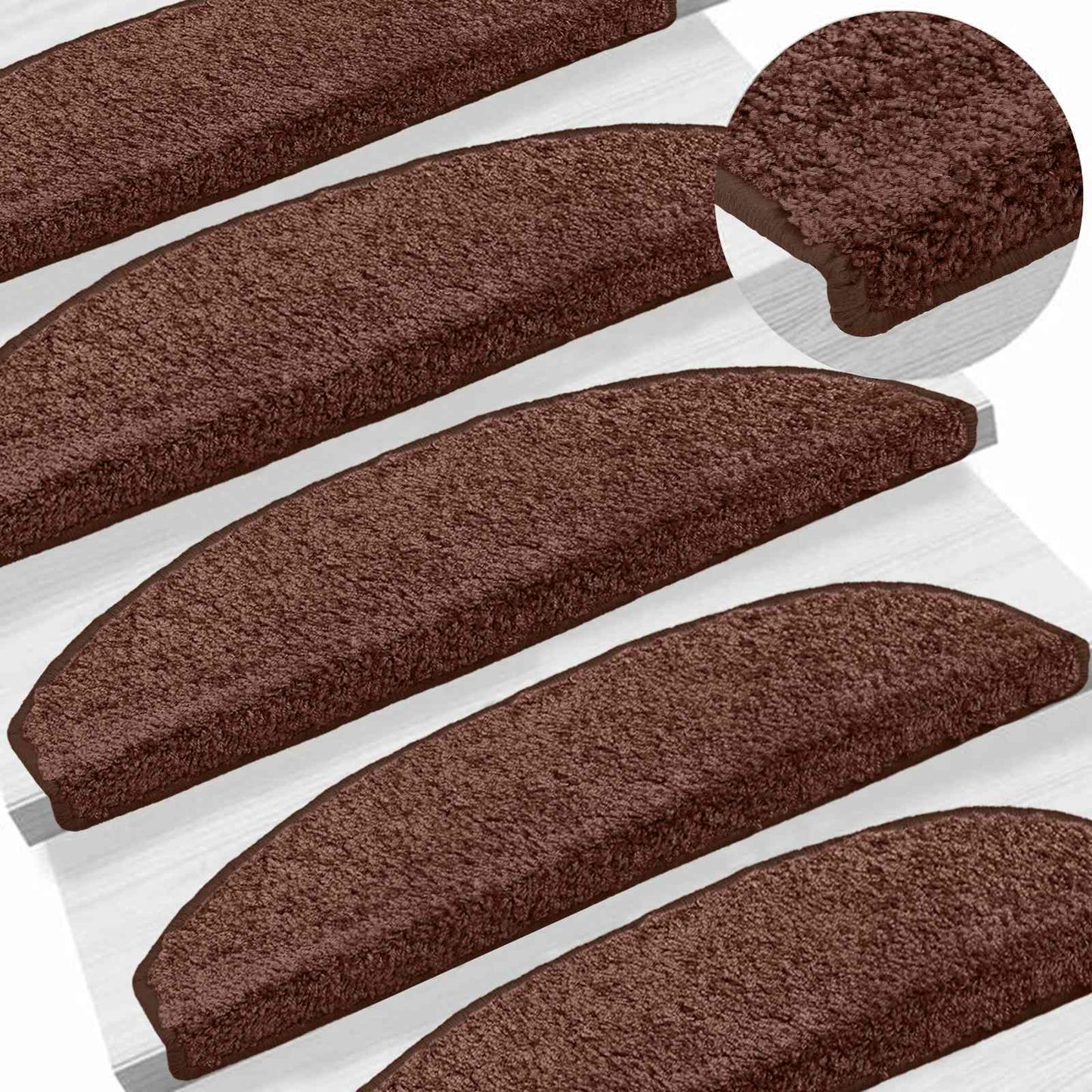 Selvklæbende Trappemåtter 15 pcs Brun 80 x 24,5 x 3,5 cm