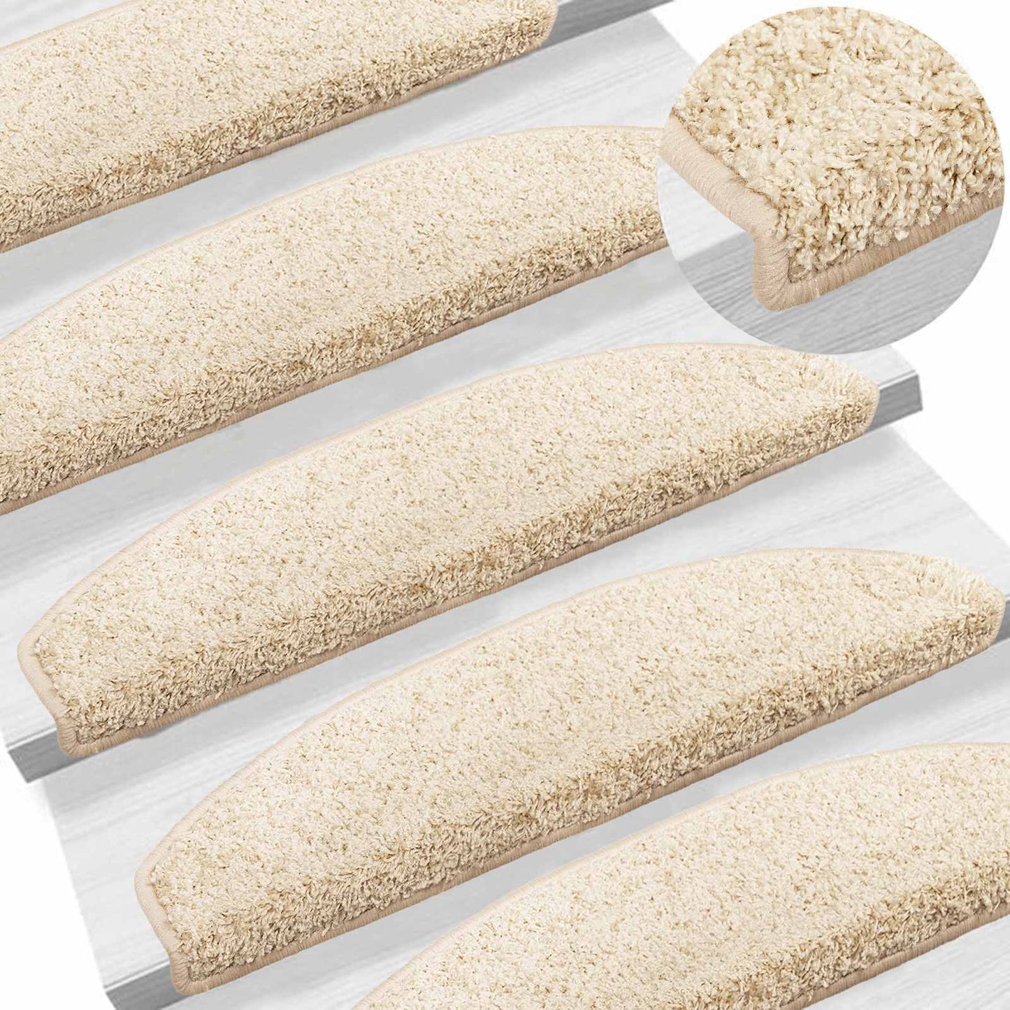 Selvklæbende Trappemåtter 15 pcs Lys Brun 80 x 24,5 x 3,5 cm