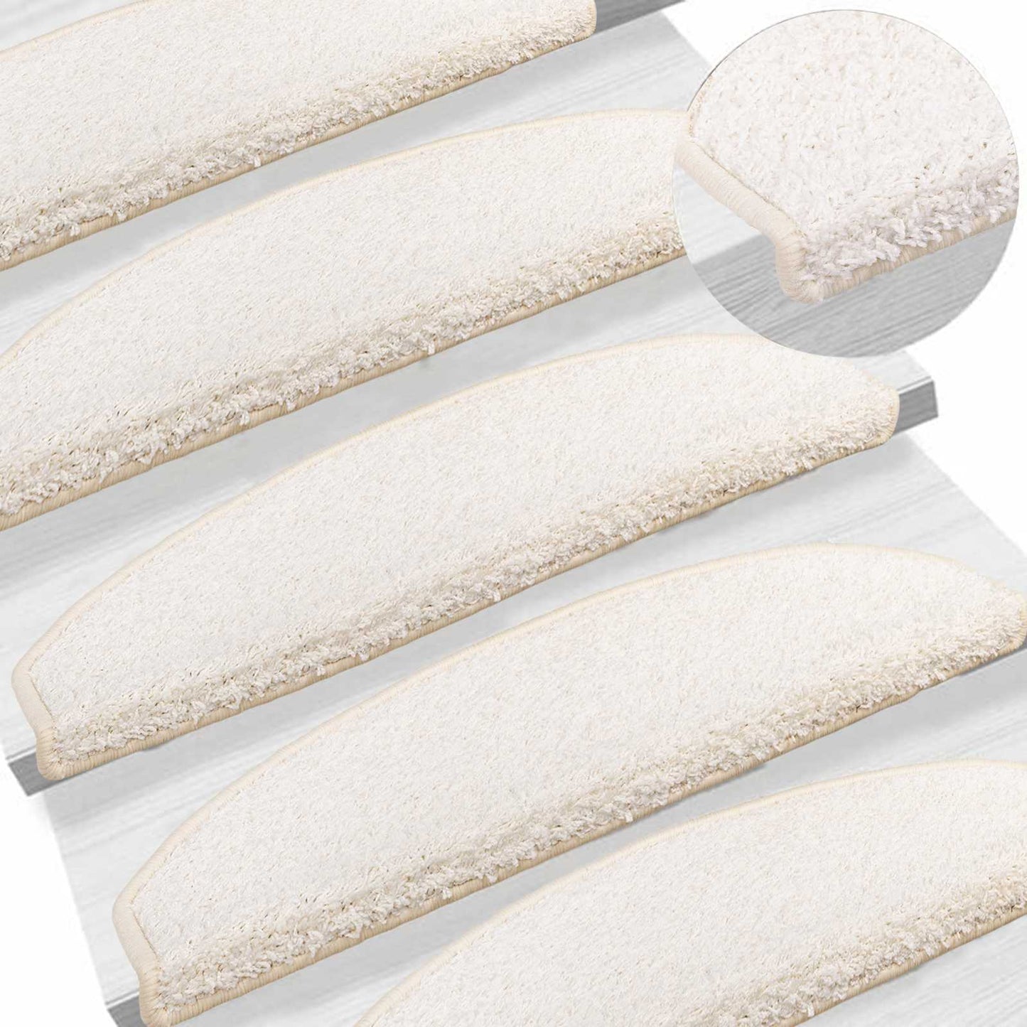 Selvklæbende Trappemåtter 15 pcs Hvid 80 x 24,5 x 3,5 cm