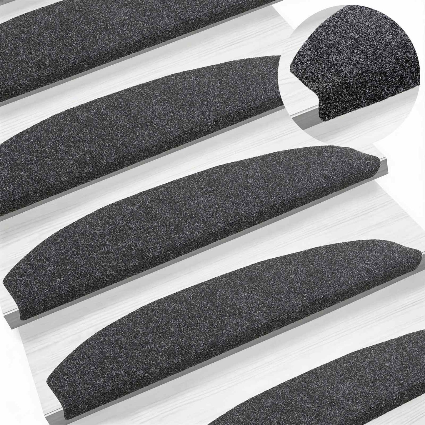 Selvklæbende Trappemåtter 15 pcs Mørkegrå 80 x 24,5 x 3,5 cm