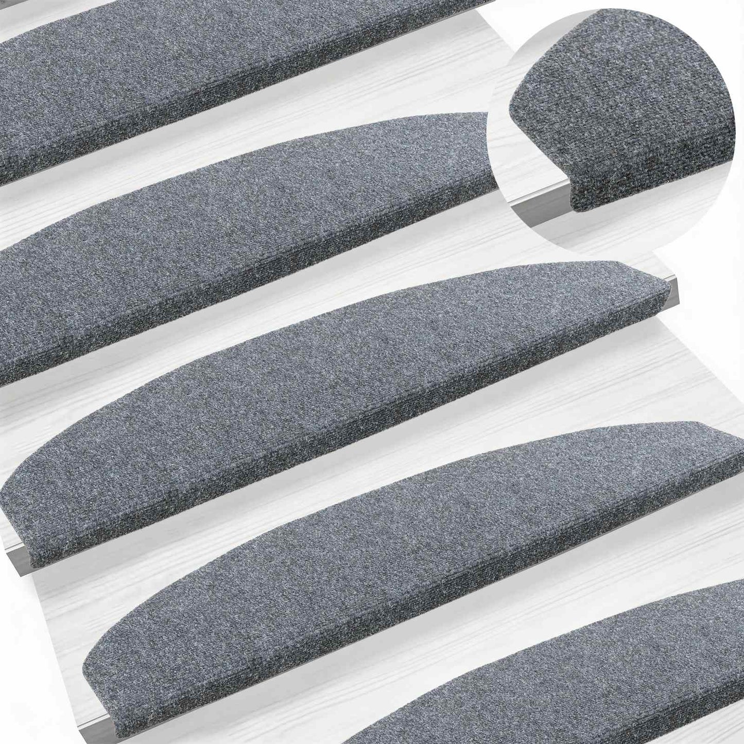 Selvklæbende Trappemåtter 15 pcs Lysegrå 80 x 24,5 x 3,5 cm