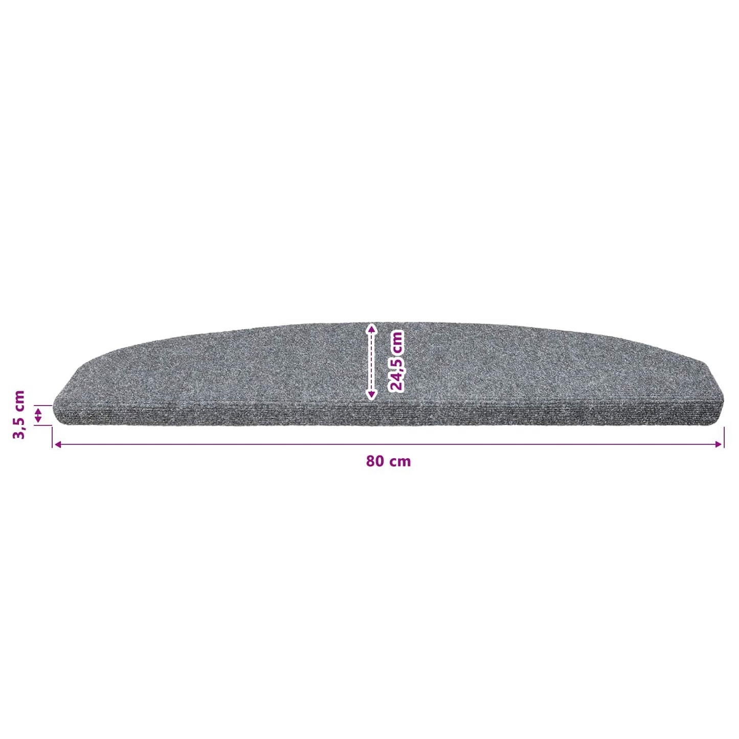 Selvklæbende Trappemåtter 15 pcs Lysegrå 80 x 24,5 x 3,5 cm