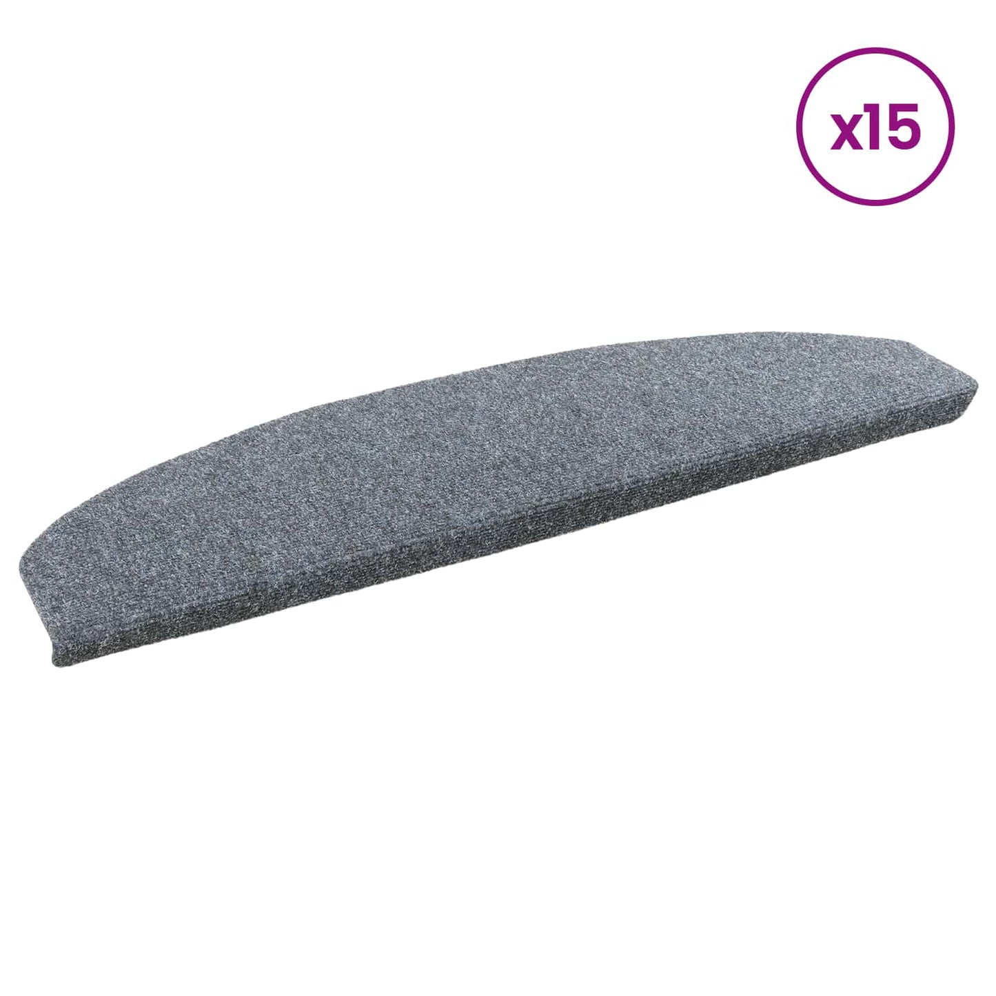 Selvklæbende Trappemåtter 15 pcs Lysegrå 80 x 24,5 x 3,5 cm