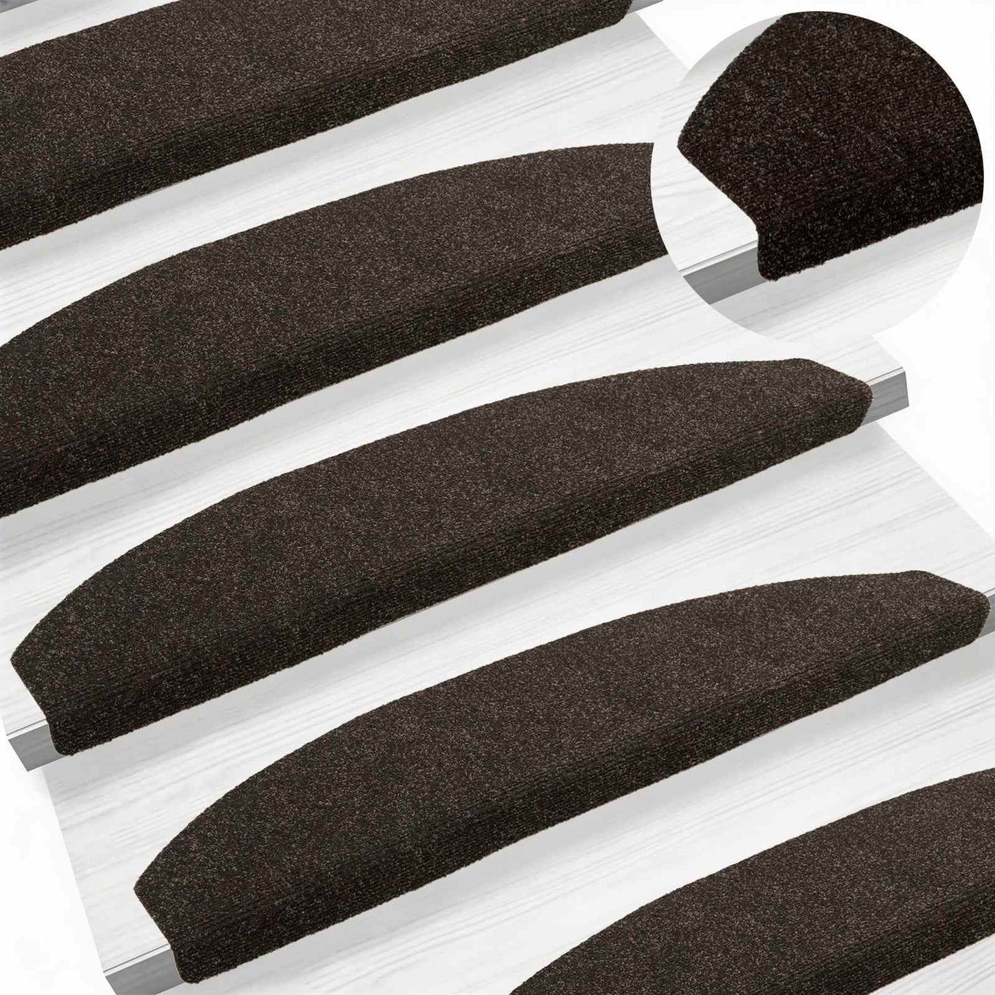 Selvklæbende Trappemåtter 15 pcs Mørk Brun 80 x 24,5 x 3,5 cm