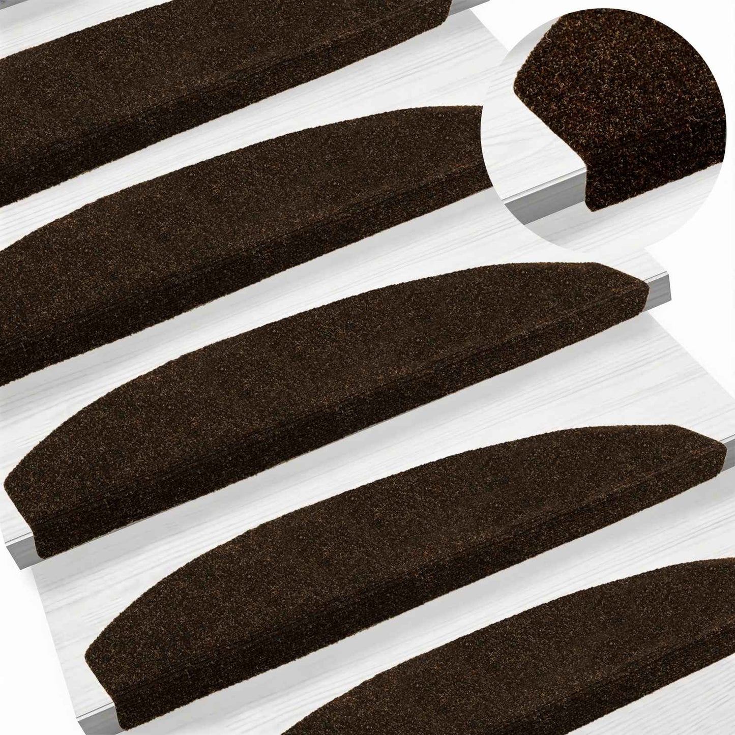 Selvklæbende Trappemåtter 15 pcs Brun 80 x 24,5 x 3,5 cm