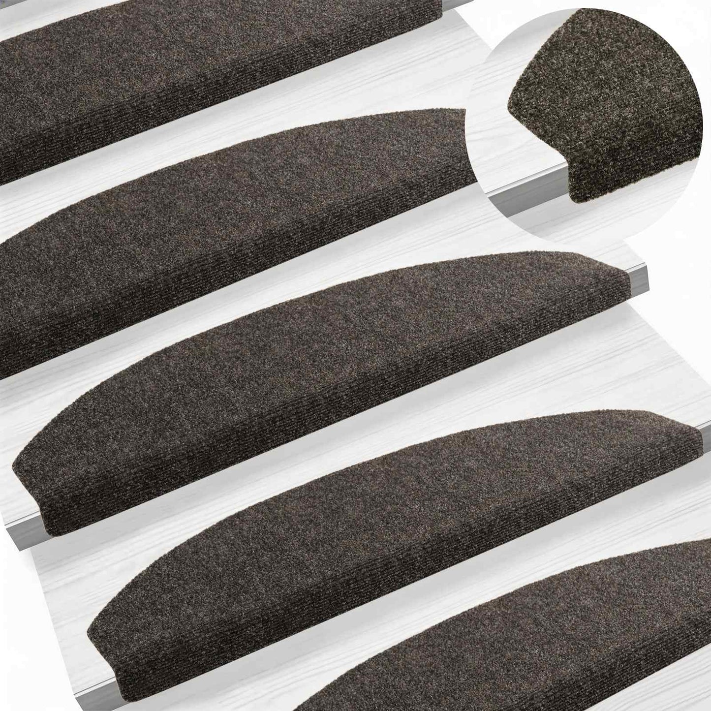Selvklæbende Trappemåtter 15 pcs Antracit 80 x 24,5 x 3,5 cm