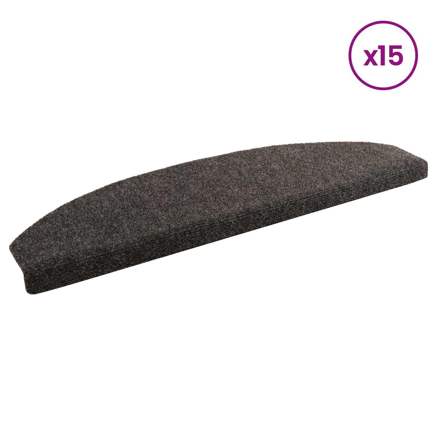 Selvklæbende Trappemåtter 15 pcs Antracit 80 x 24,5 x 3,5 cm