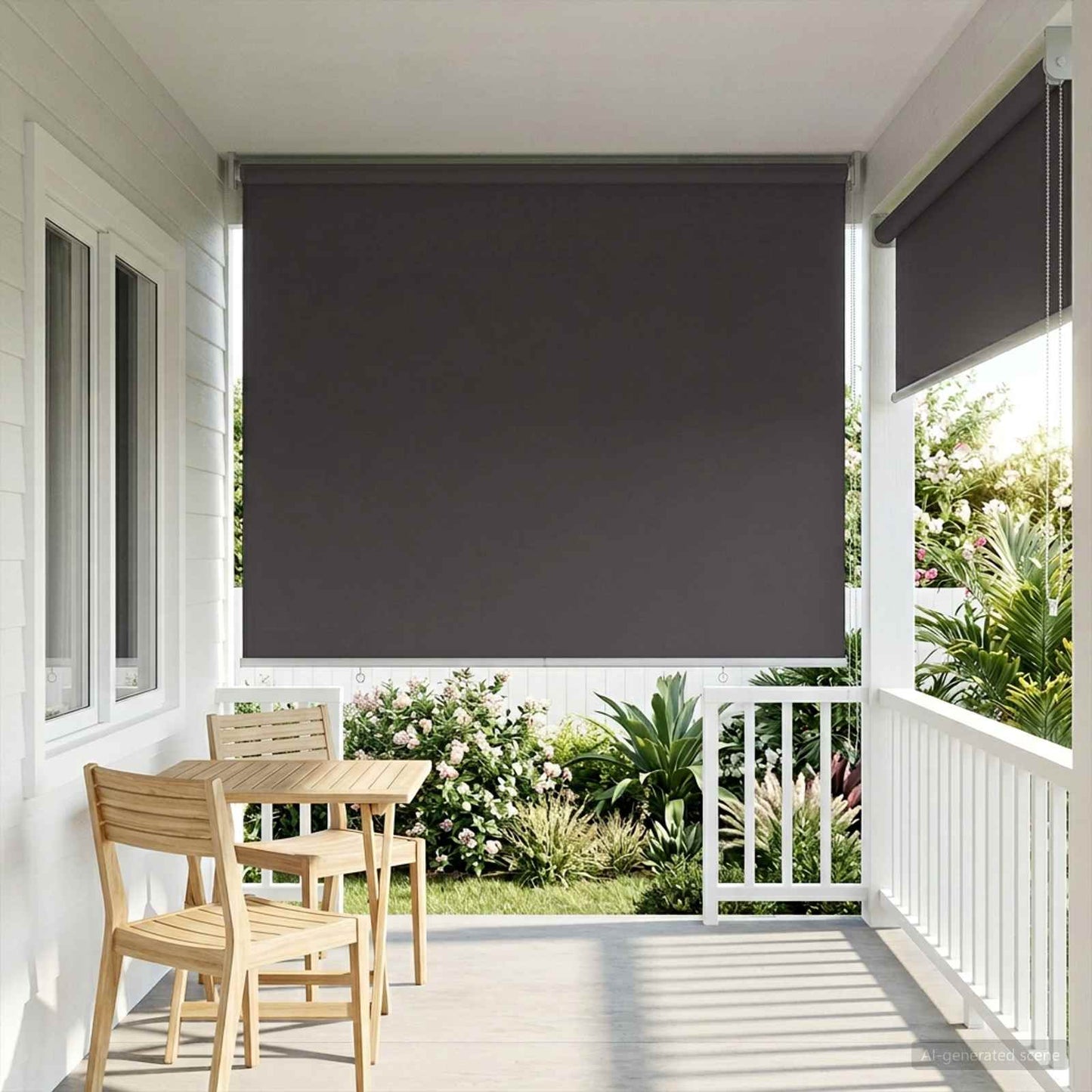Udeterrasse Rullegardin UV Beskyttelse Antracit Polyester
