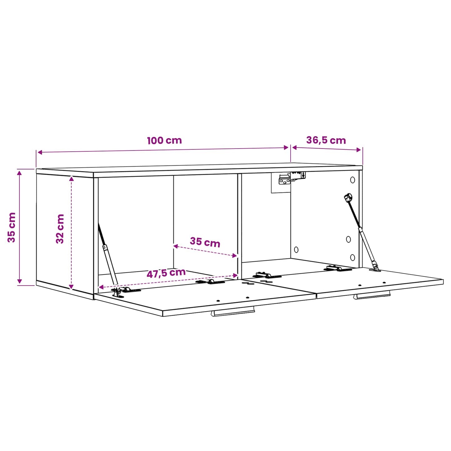 Vægskab Sort eg 100 x 36,5 x 35 cm Konstrueret træ