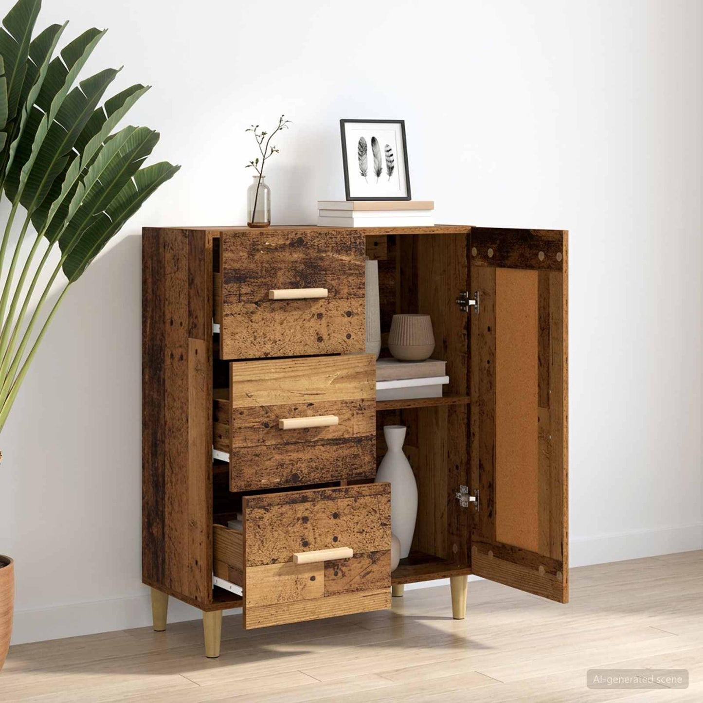 Sideboard Gammelt træ 69,5 x 34 x 90 cm Konstrueret træ