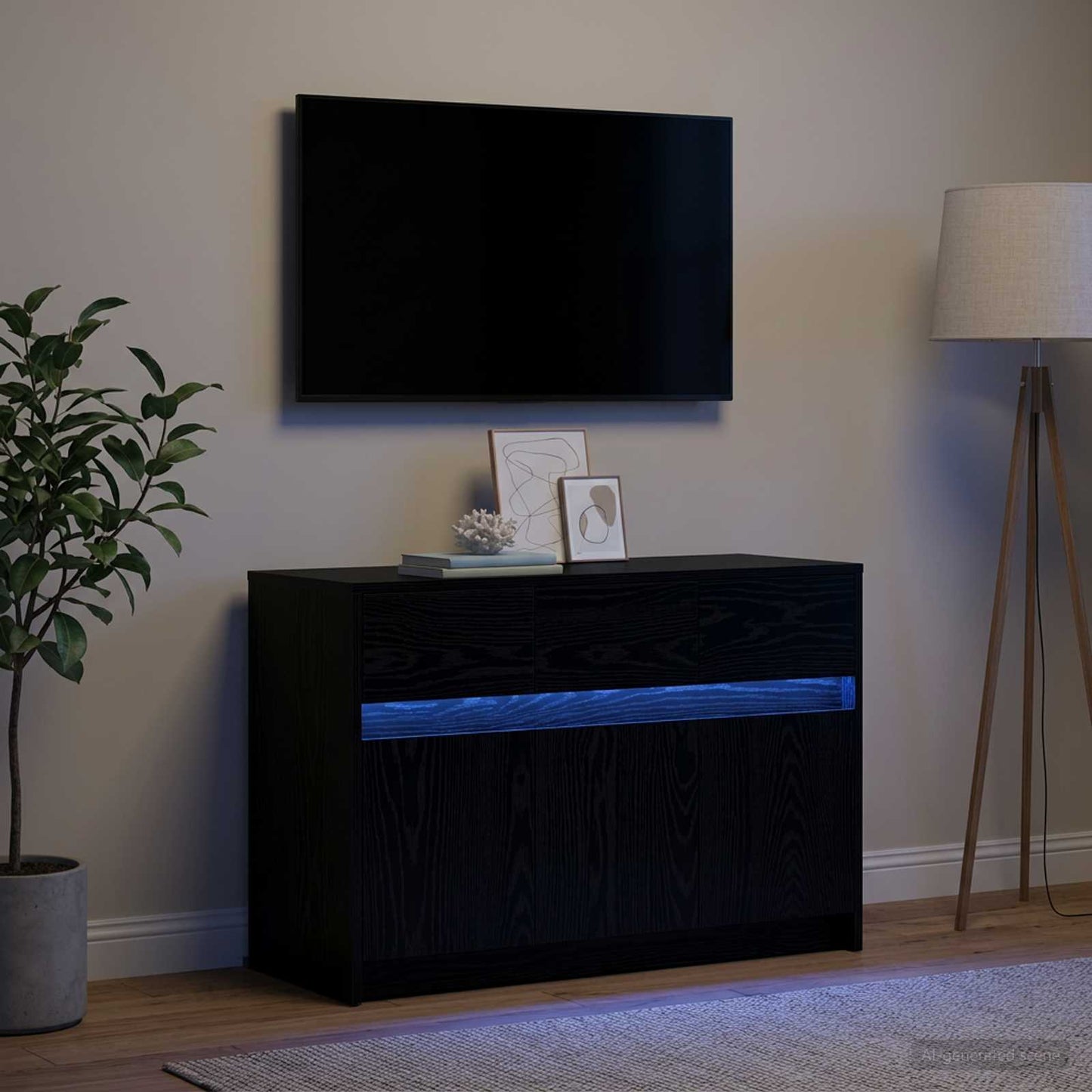 TV-skab 91 x 34 x 61 cm Sort eg Konstrueret træ
