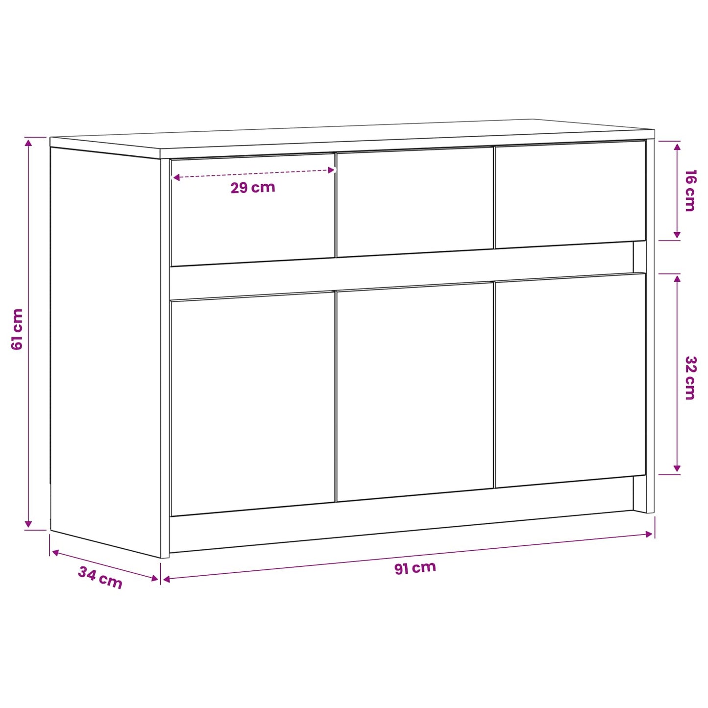 TV-skab 91 x 34 x 61 cm Sort eg Konstrueret træ