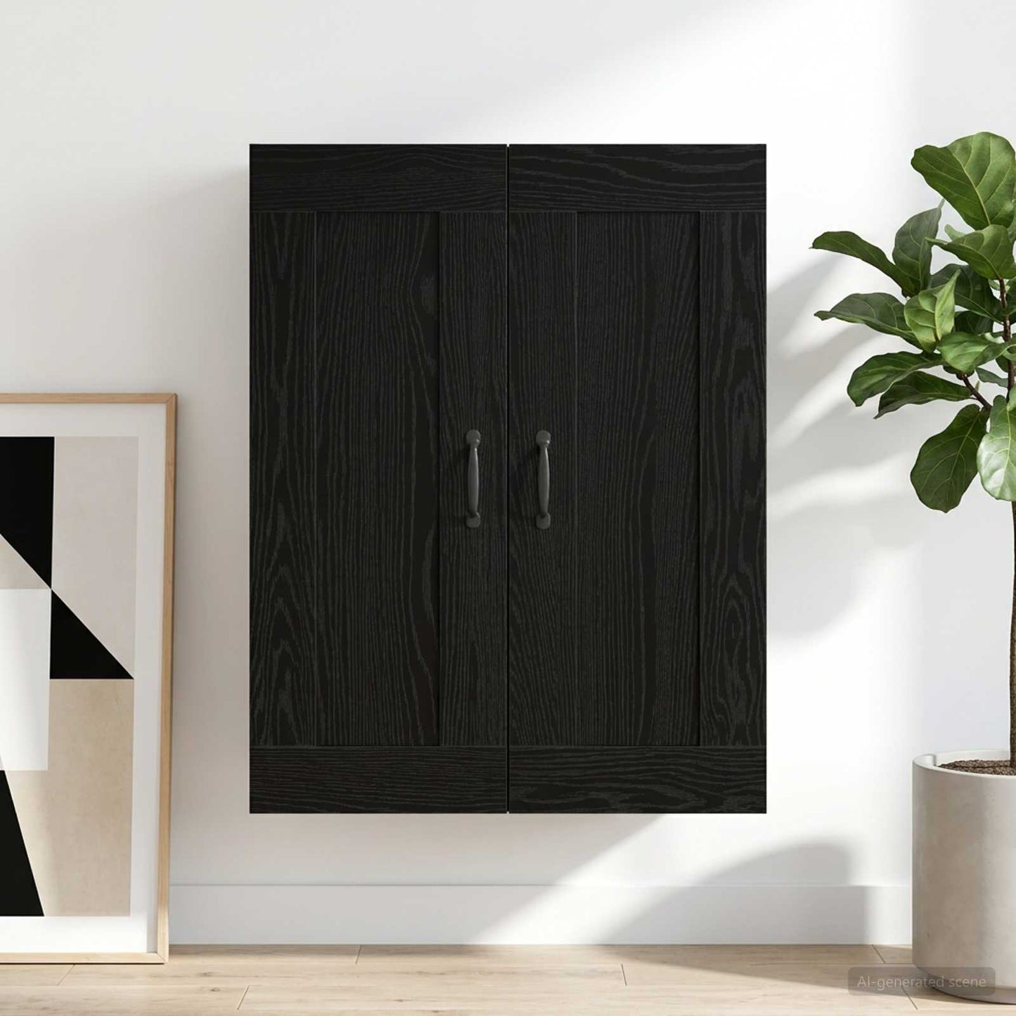 Vægskab Sort eg 69,5 x 34 x 90 cm Konstrueret træ