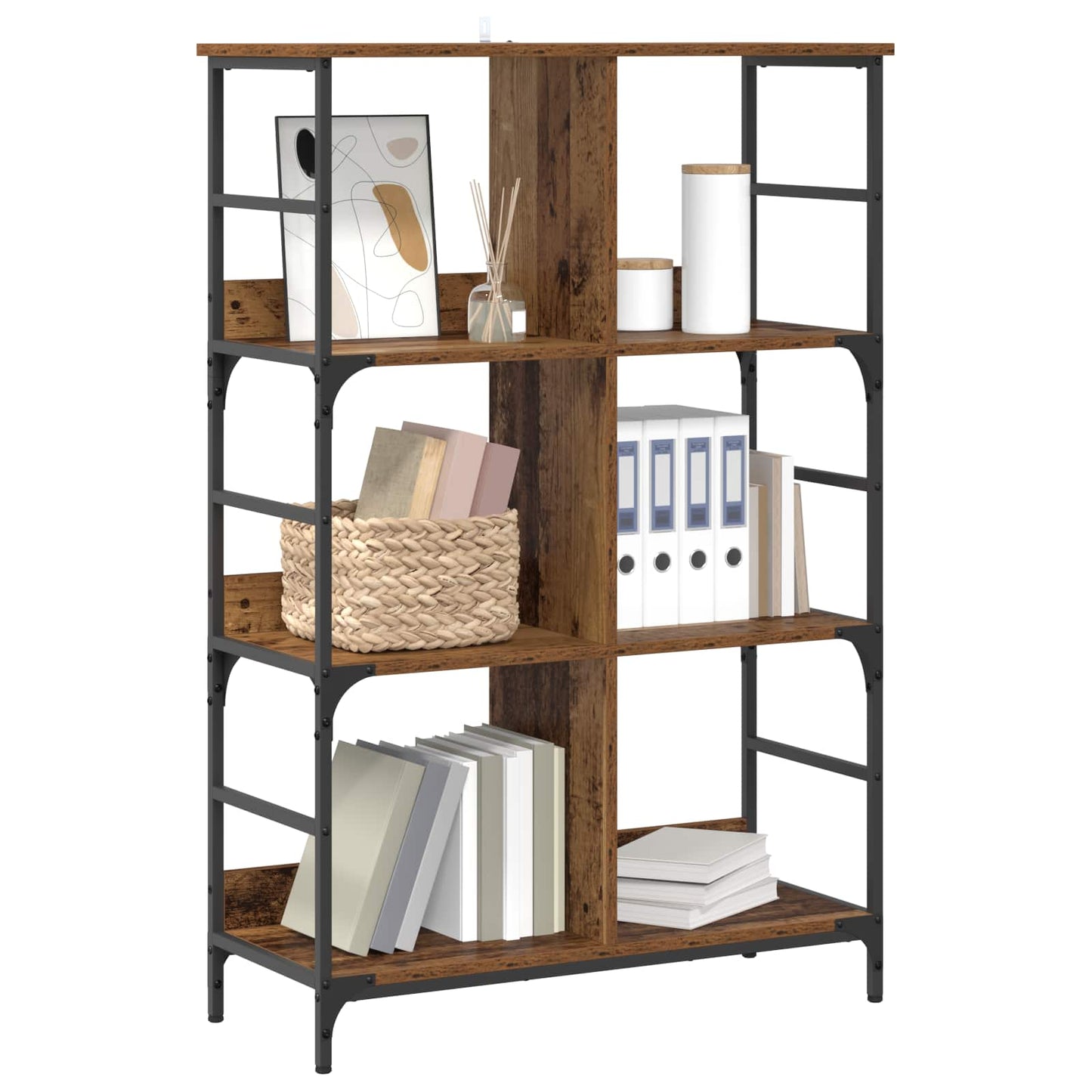 Bogreol Gammelt træ 78,5 x 33 x 117,5 cm metal PB