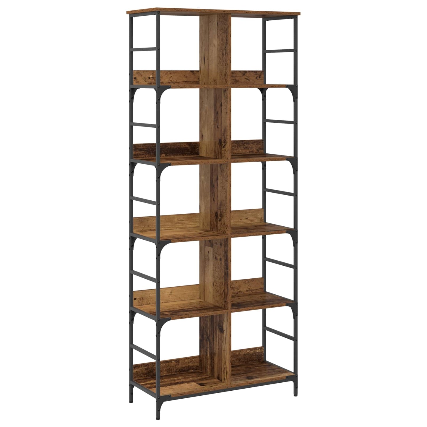 Bogreol Gammelt træ 78,5 x 33 x 188,5 cm metal PB