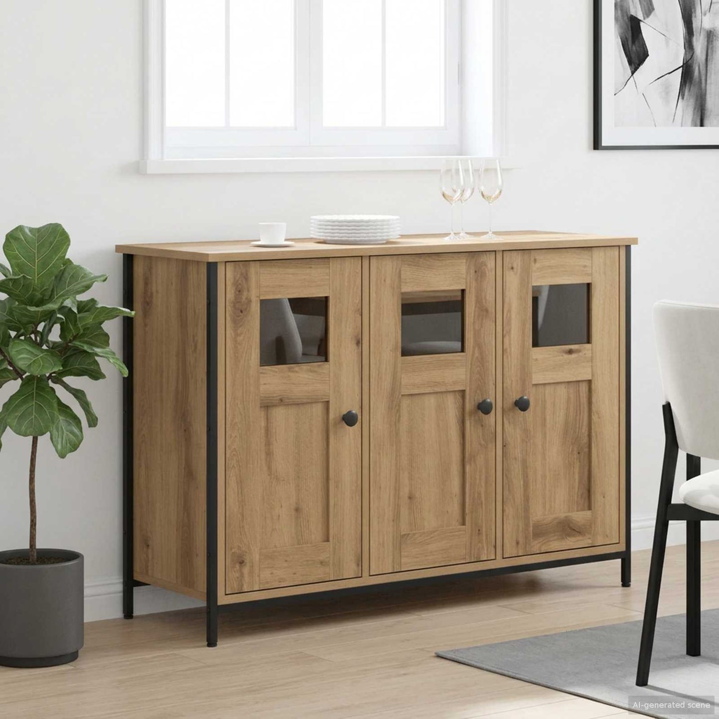 Sideboard Artisan-eg 100 x 35 x 70 cm Konstrueret træ