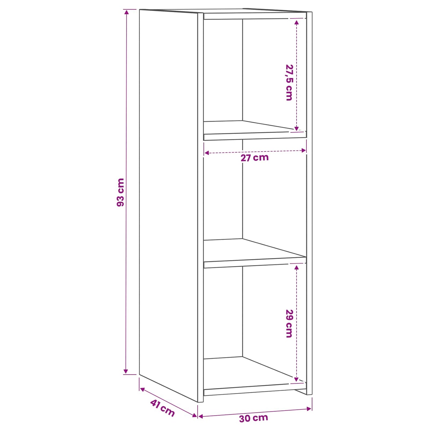 Sideboard Gammelt træ 30 x 41 x 93 cm Konstrueret træ