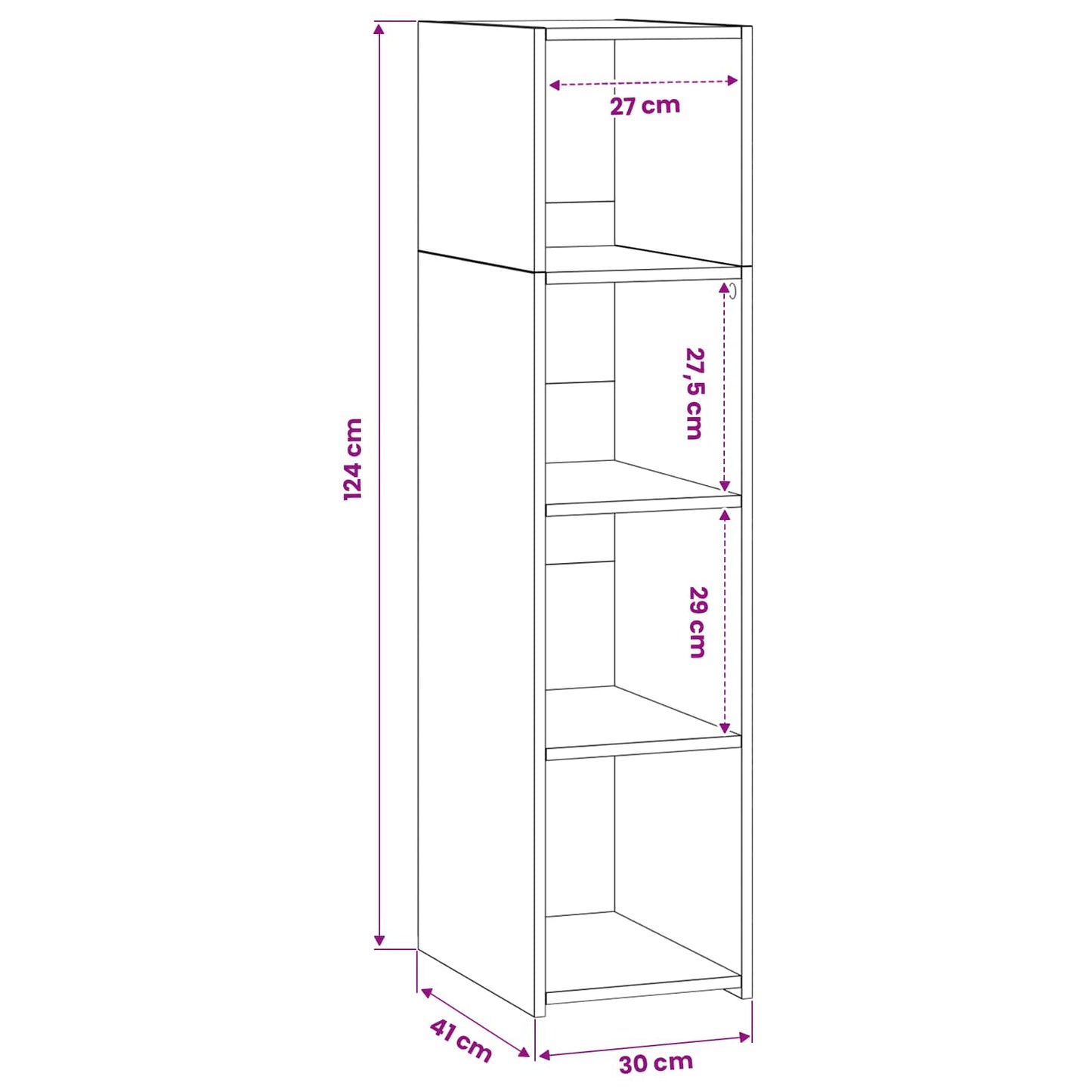 Highboard Gammelt træ 30 x 41 x 124 cm Konstrueret træ