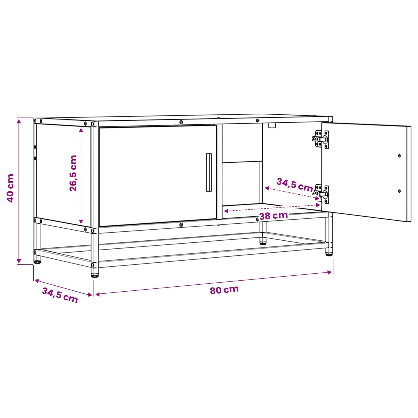 TV-skab 80 x 34,5 x 40 cm Gammelt træ Konstrueret træ