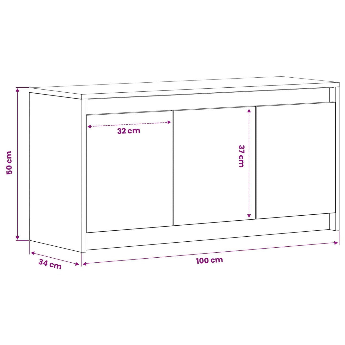 TV-skab 100 x 34 x 50 cm Gammelt træ Konstrueret træ