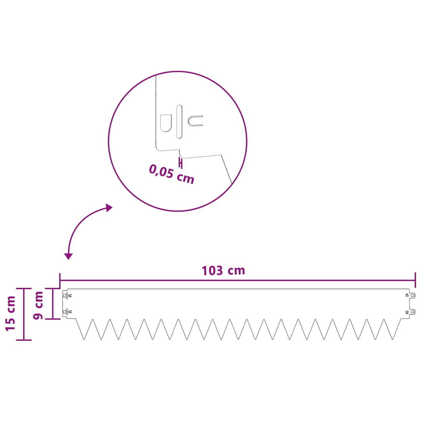 Plænekant 30 pcs 103 x 15 cm metal Hvid