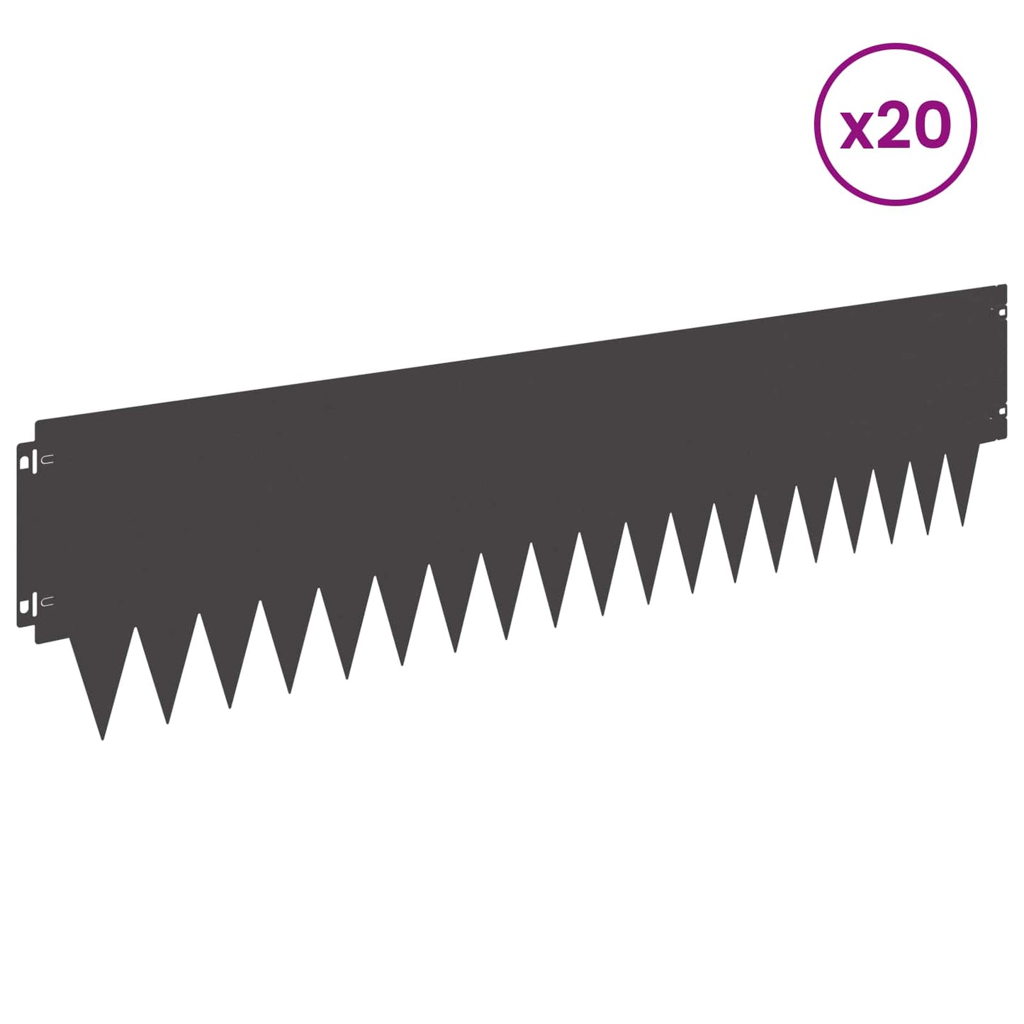 Plænekant 20 pcs 103 x 25 cm metal Sort