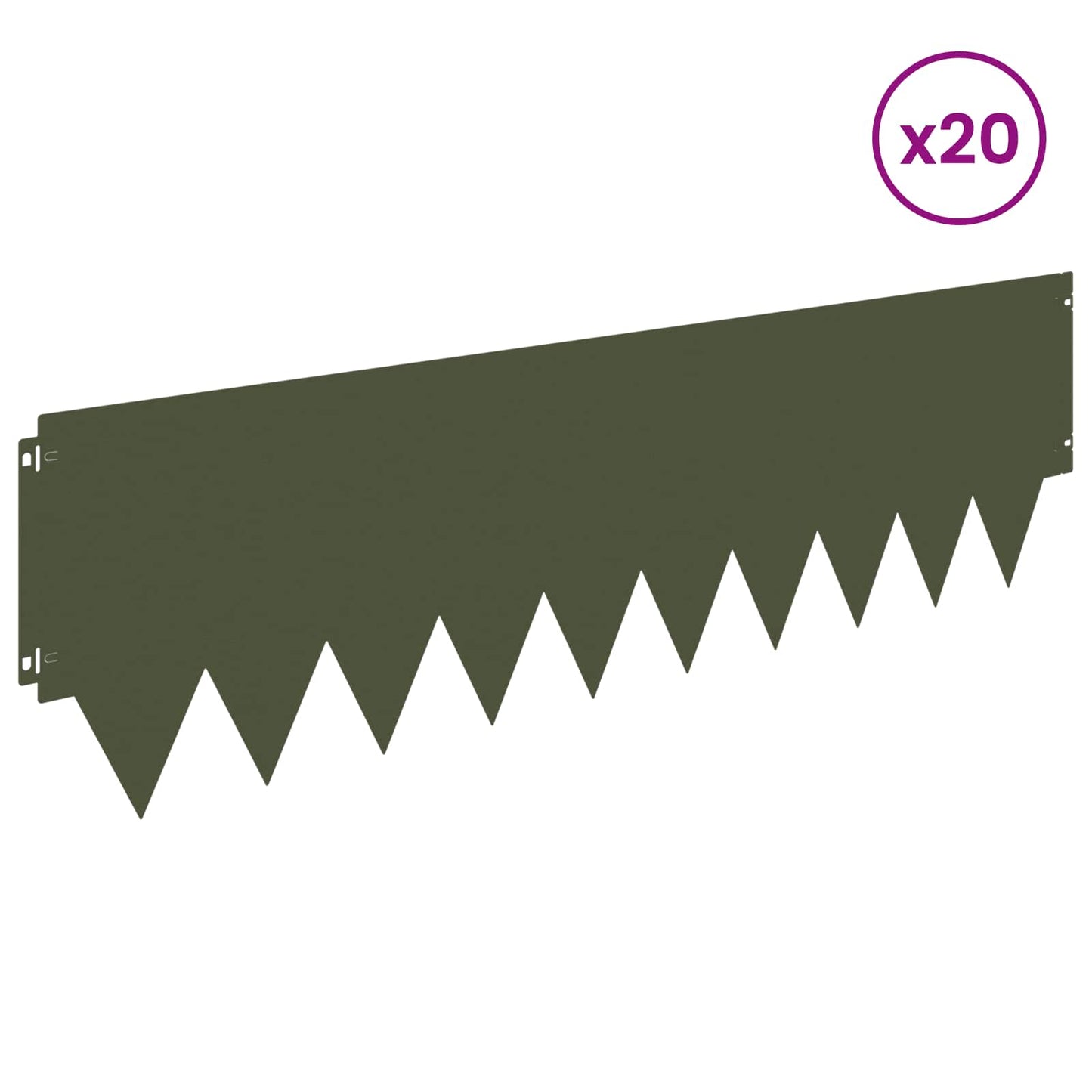 Plænekant 20 pcs 103 x 30 cm metal Olivengrøn
