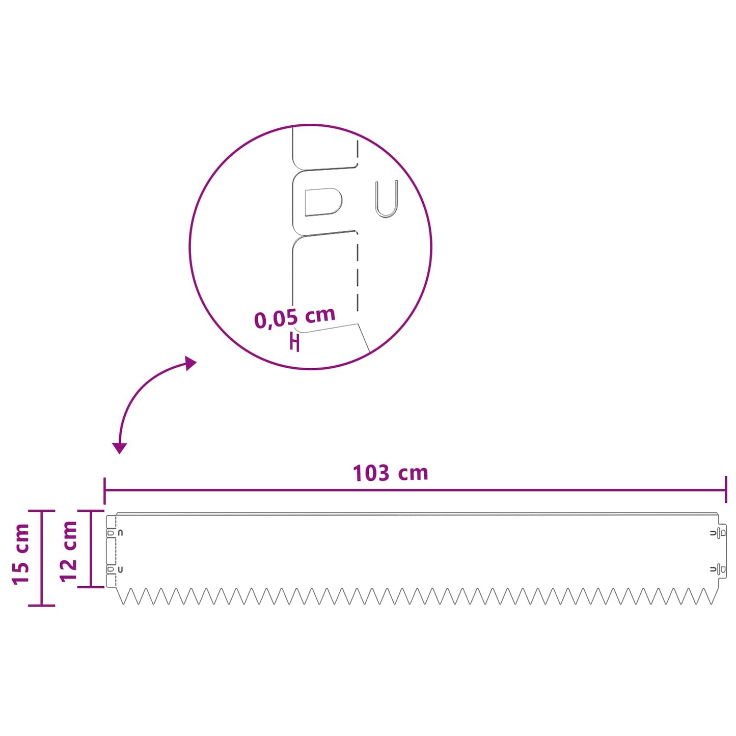 Plænekant 30 pcs 103 x 15 cm Stål Sølv
