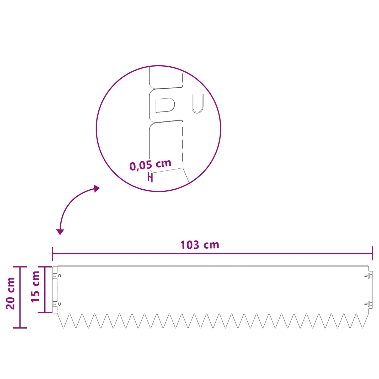 Plænekant 20 pcs 103 x 20 cm Stål Antracit