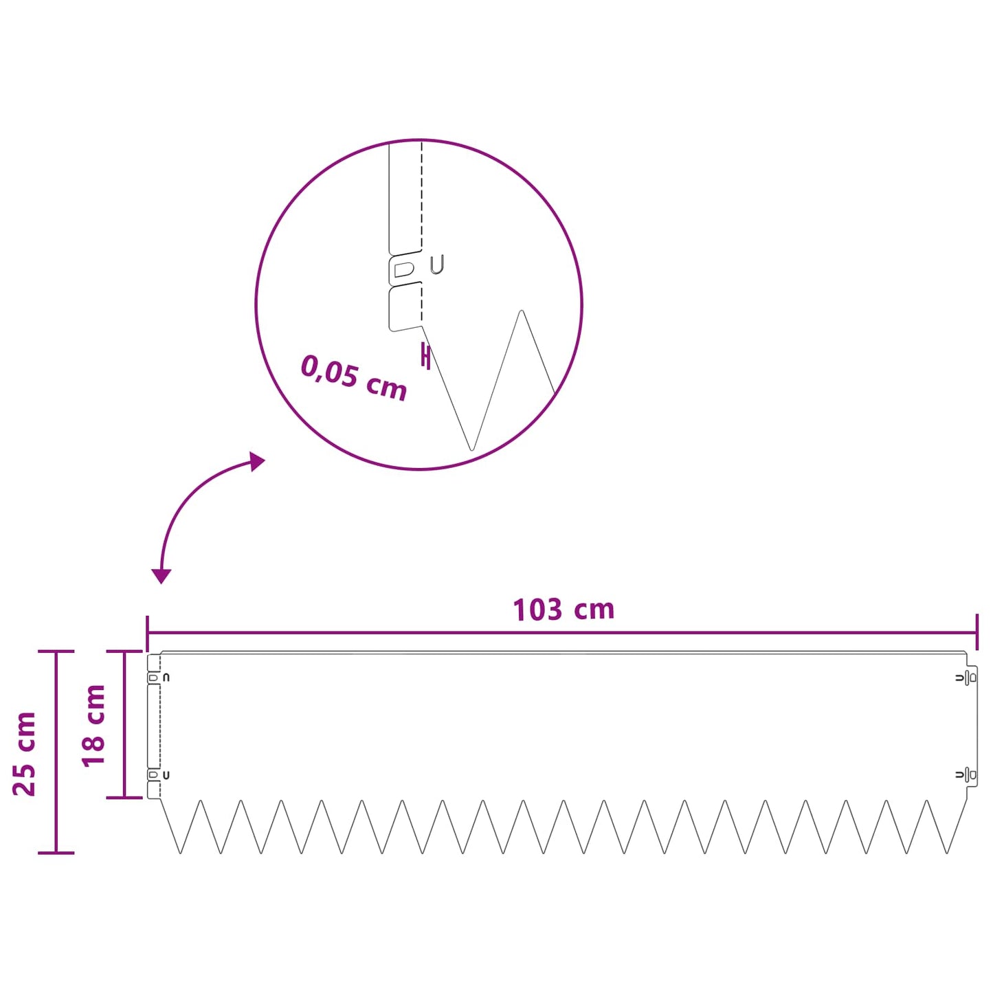 Plænekant 20 pcs 103 x 25 cm Stål Antracit